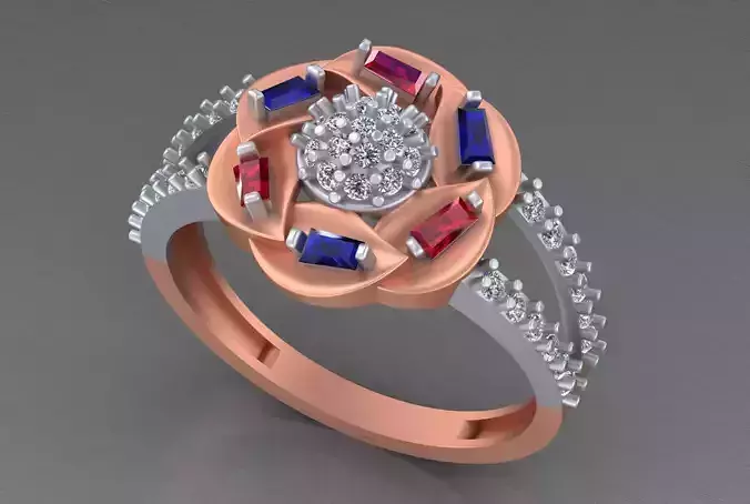 Light weight italian diamond ring 3dm stl renders details
