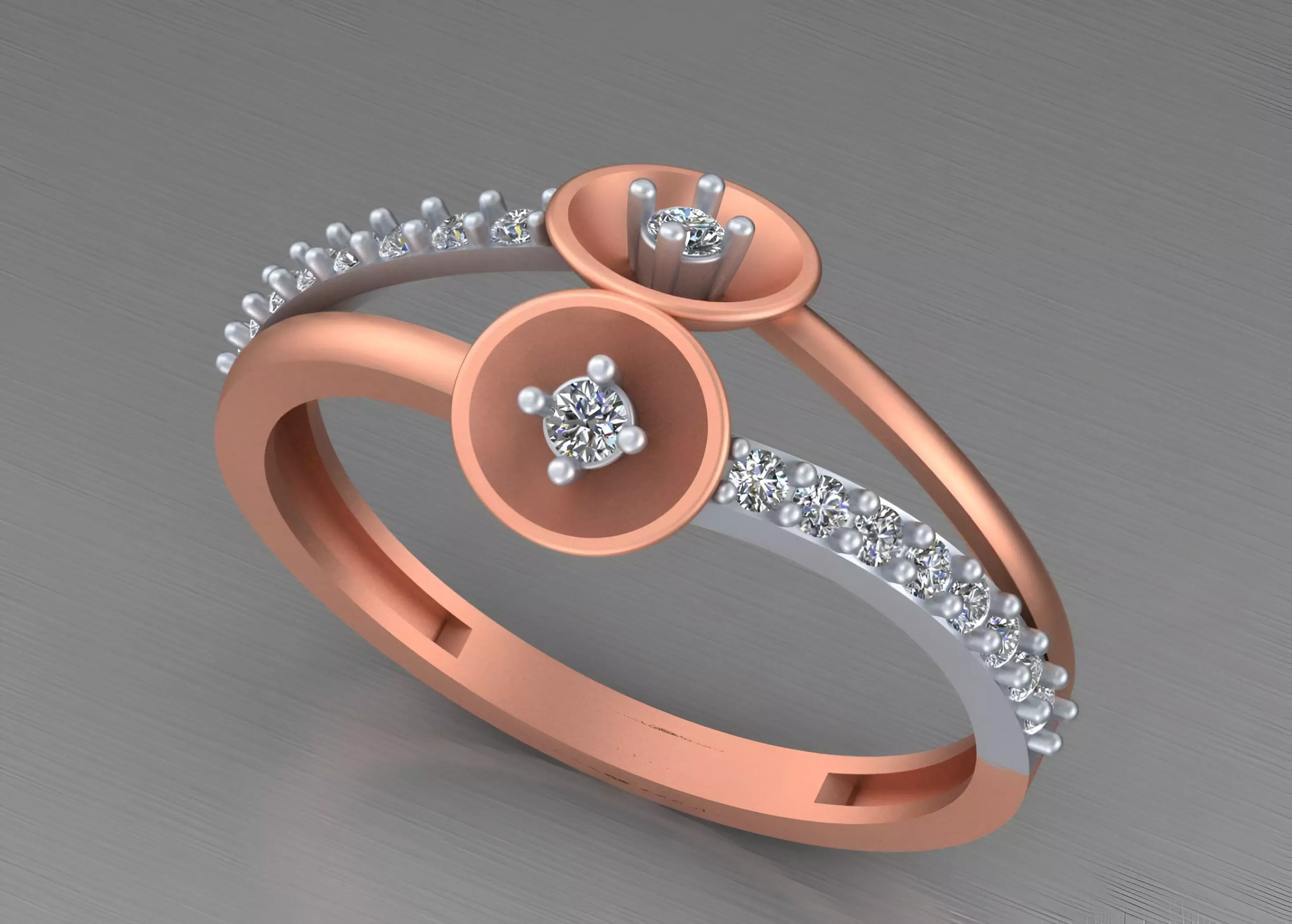 Wire Mesh Light weight italian diamond ring 3dm stl renders 3D print model_0