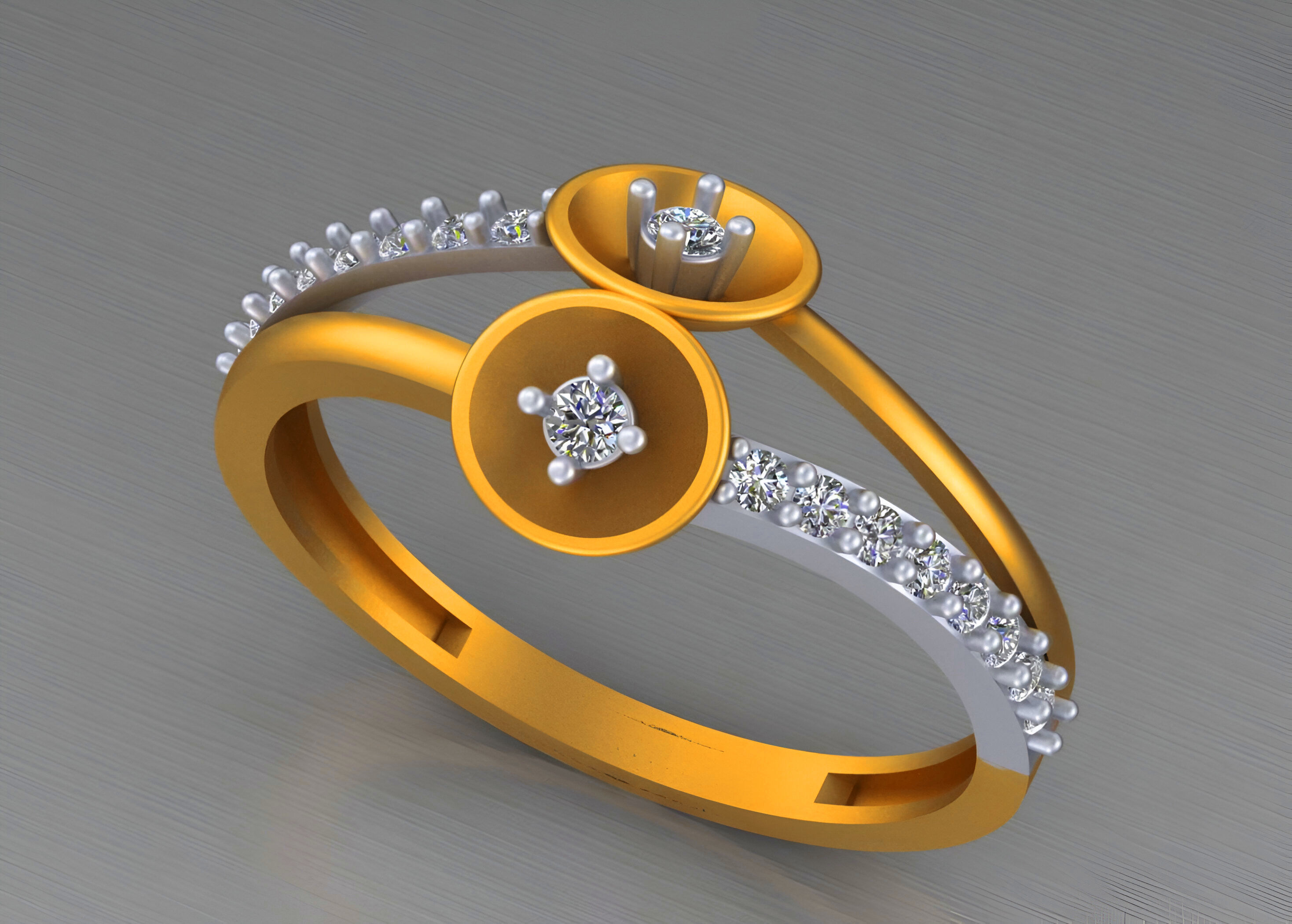 Wire Mesh Light weight italian diamond ring 3dm stl renders 3D print model_3