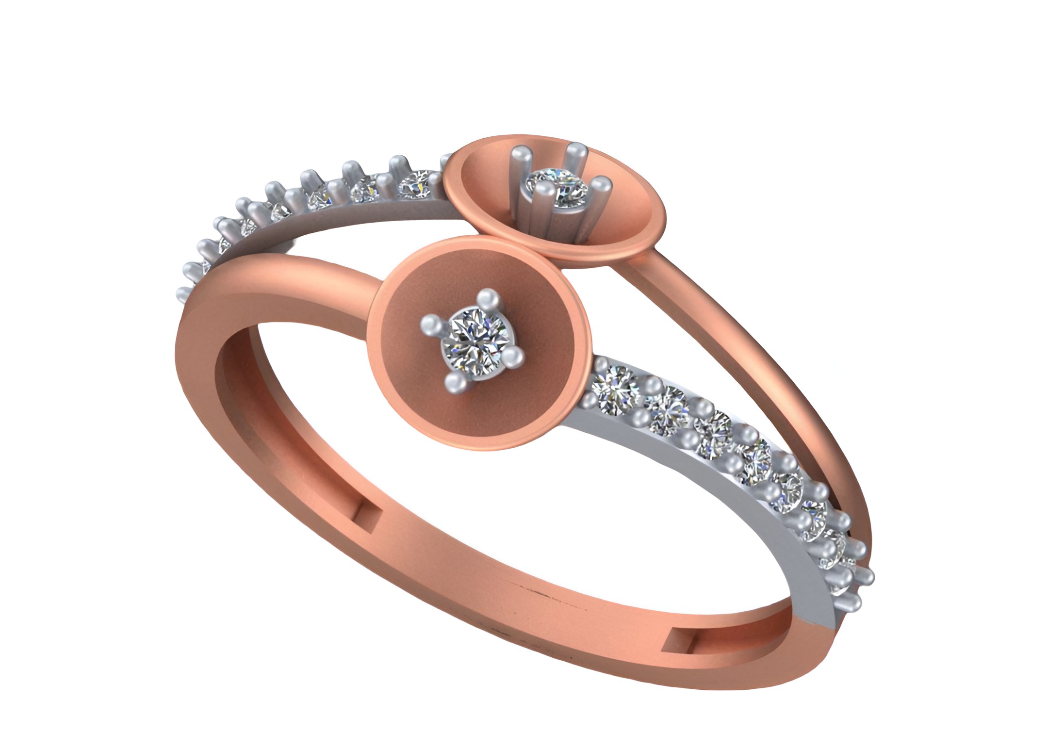 Wire Mesh Light weight italian diamond ring 3dm stl renders 3D print model_5