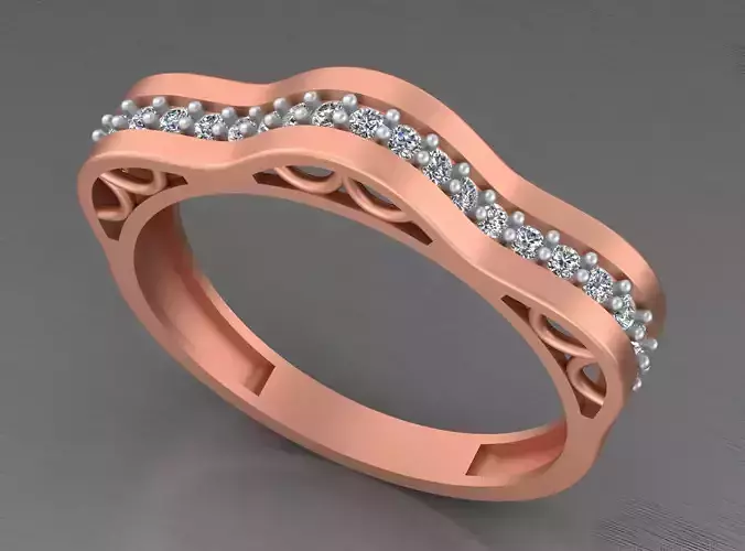 Light weight italian diamond line ring 3dm stl renders details