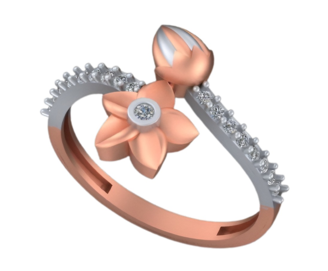 Lotus Flower Light weight italian diamond ring 3dm stl renders 3D print model_1