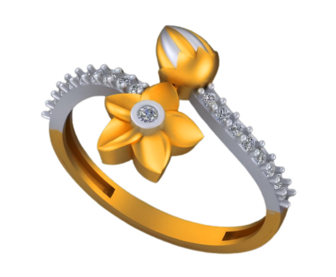 Lotus Flower Light weight italian diamond ring 3dm stl renders 3D print model_6