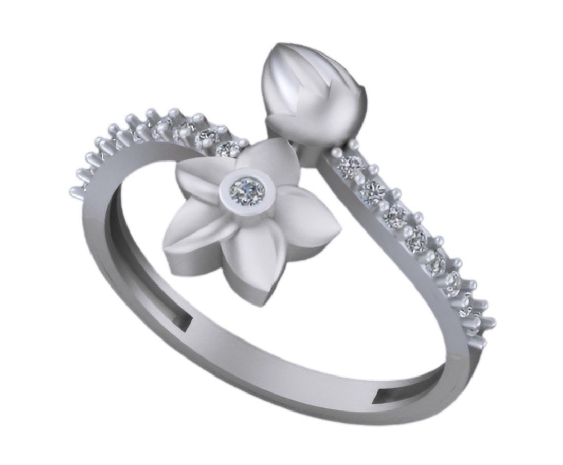 Lotus Flower Light weight italian diamond ring 3dm stl renders 3D print model_5
