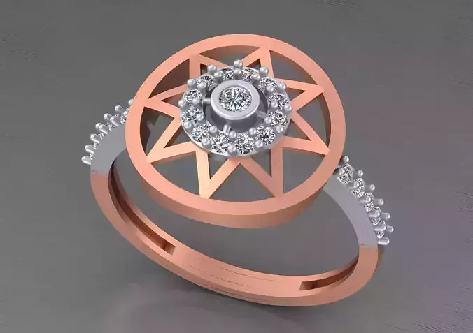 Light weight italian diamond star  ring 3dm stl renders details