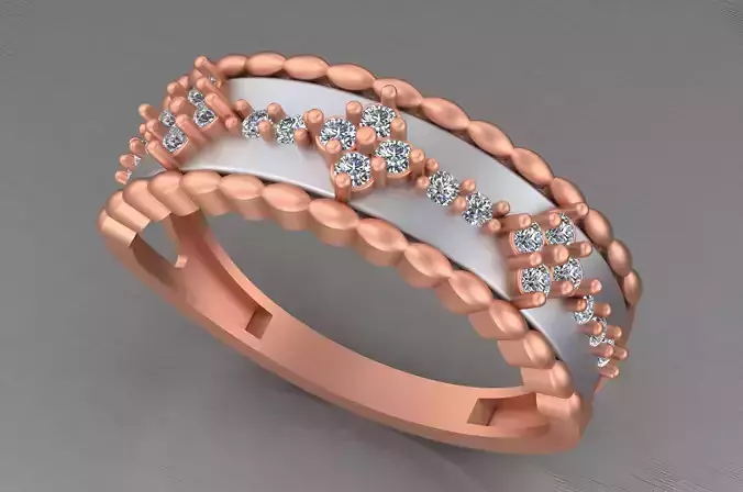 Light weight italian diamond ring 3dm stl renders details