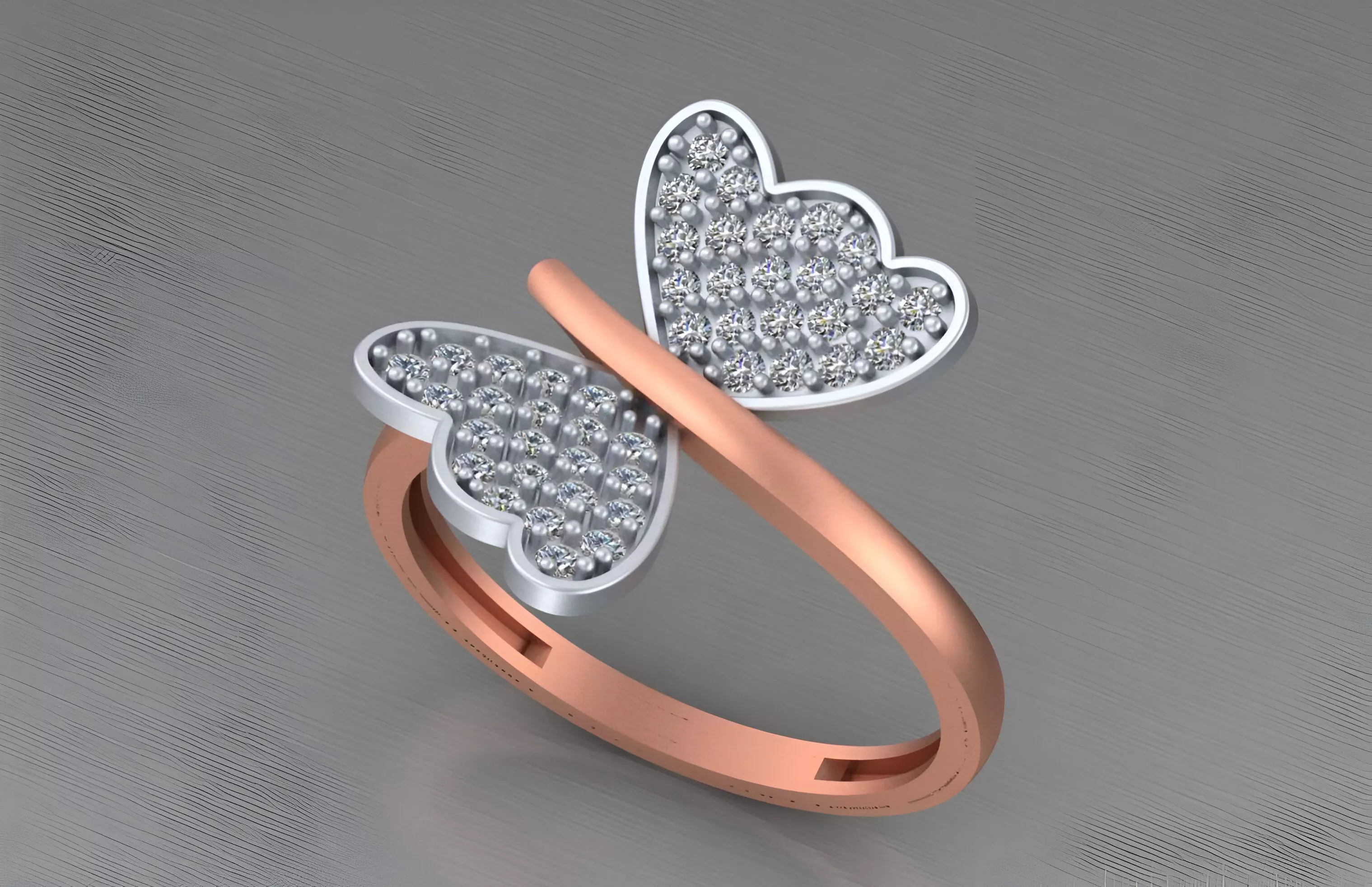 Butterfly Light weight italian diamond ring 3dm stl renders 3D print model_0
