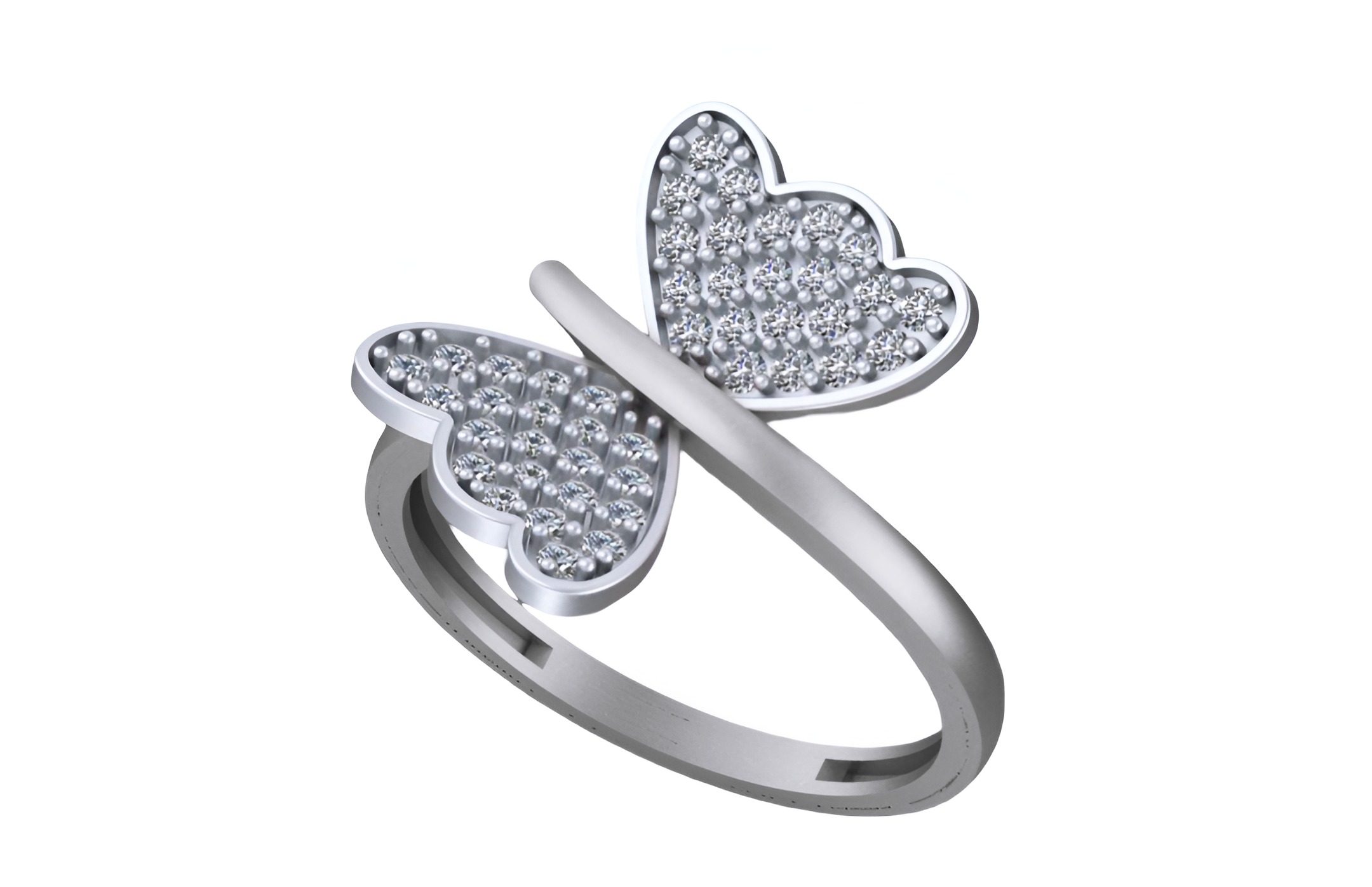 Butterfly Light weight italian diamond ring 3dm stl renders 3D print model_7