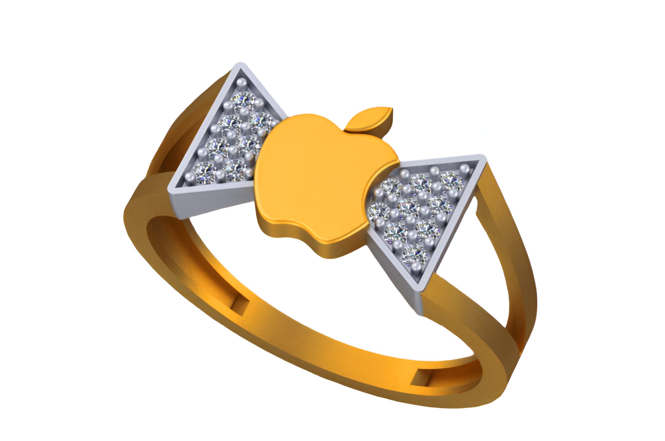 Apple Light weight italian diamond ring 3dm stl renders details 3D print model_3