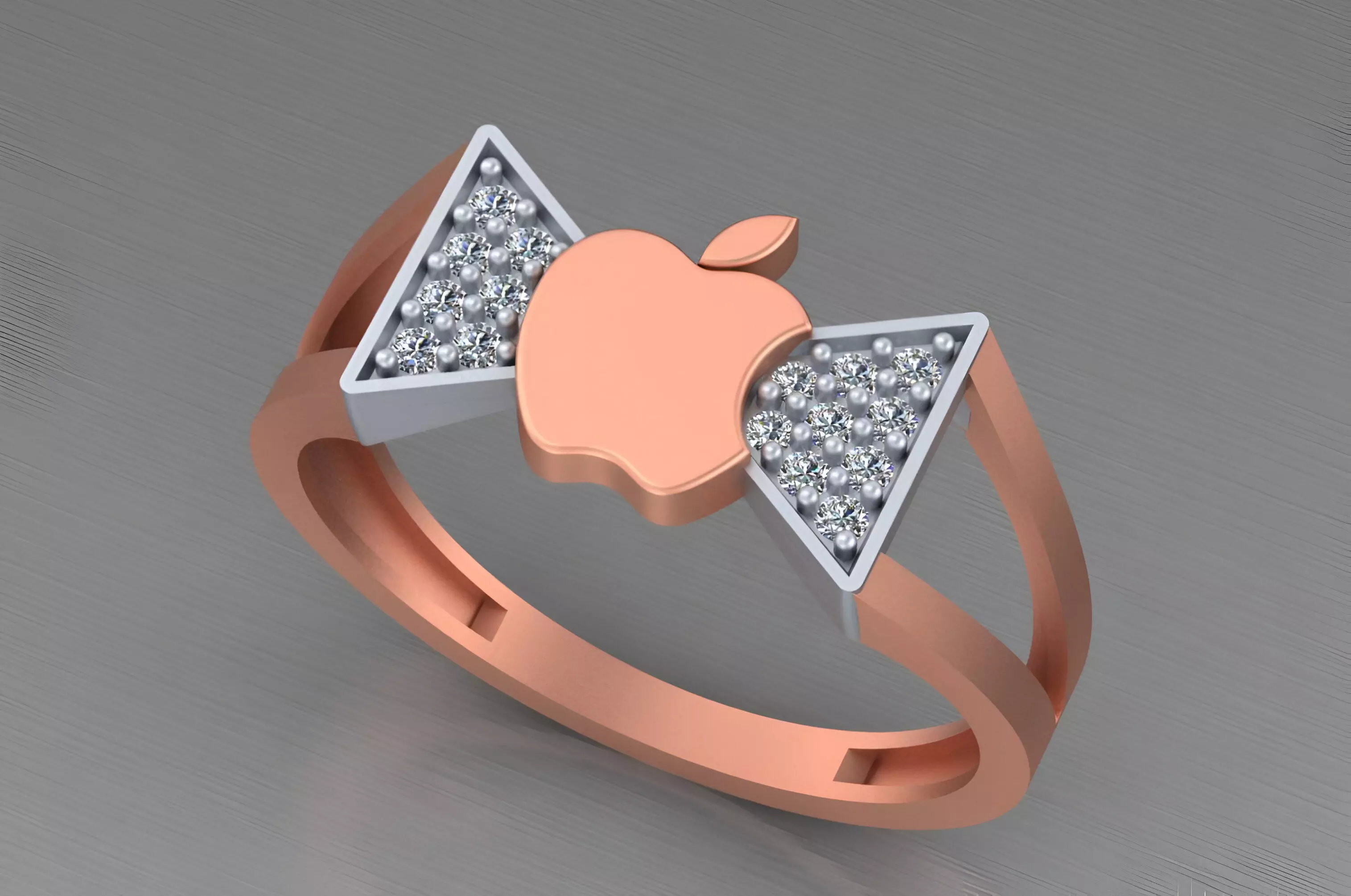 Apple Light weight italian diamond ring 3dm stl renders details 3D print model_0