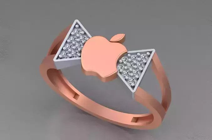Apple Light weight italian diamond ring 3dm stl renders details 3D print model