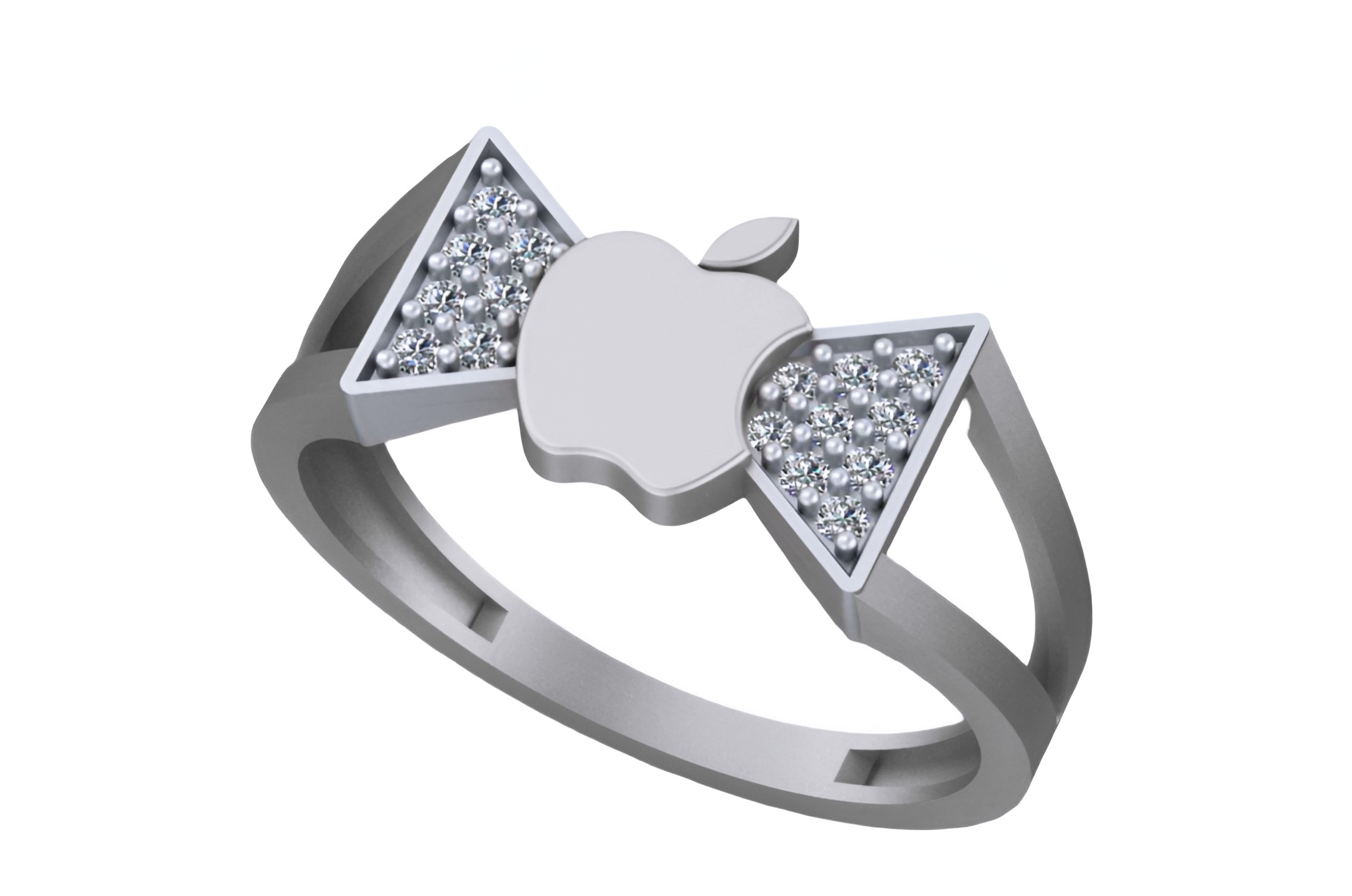 Apple Light weight italian diamond ring 3dm stl renders details 3D print model_2