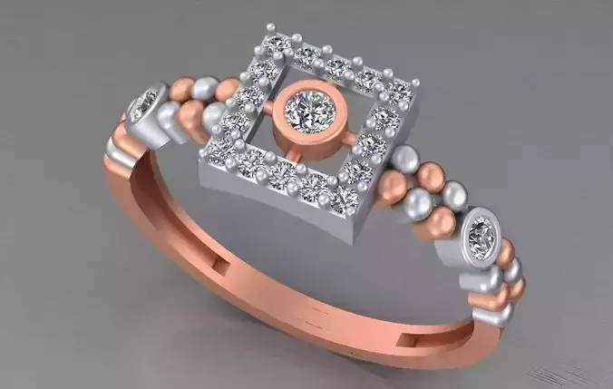 Light weight italian diamond ring 3dm stl renders details