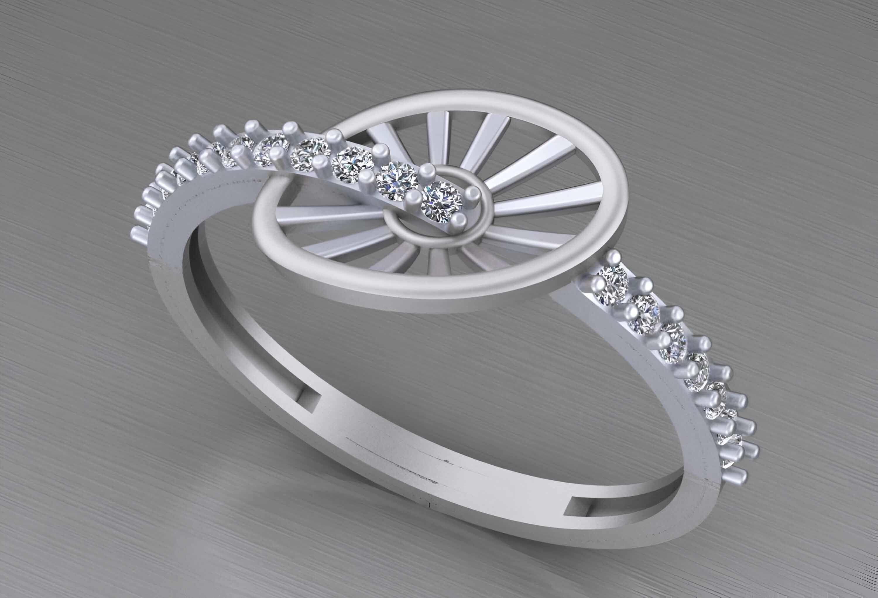 Light weight italian diamond ring 3dm stl renders details 3D print model_4