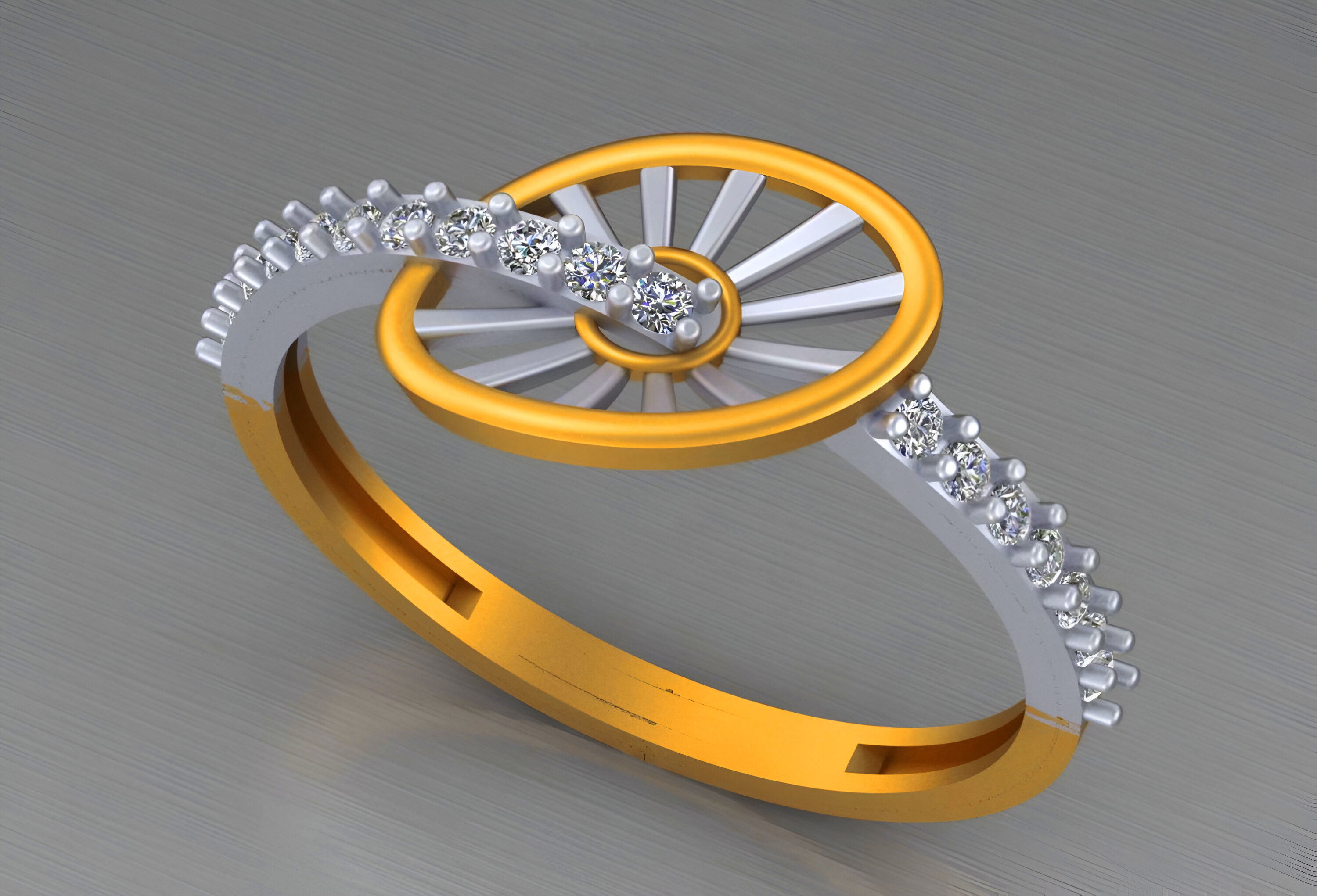 Light weight italian diamond ring 3dm stl renders details 3D print model_2