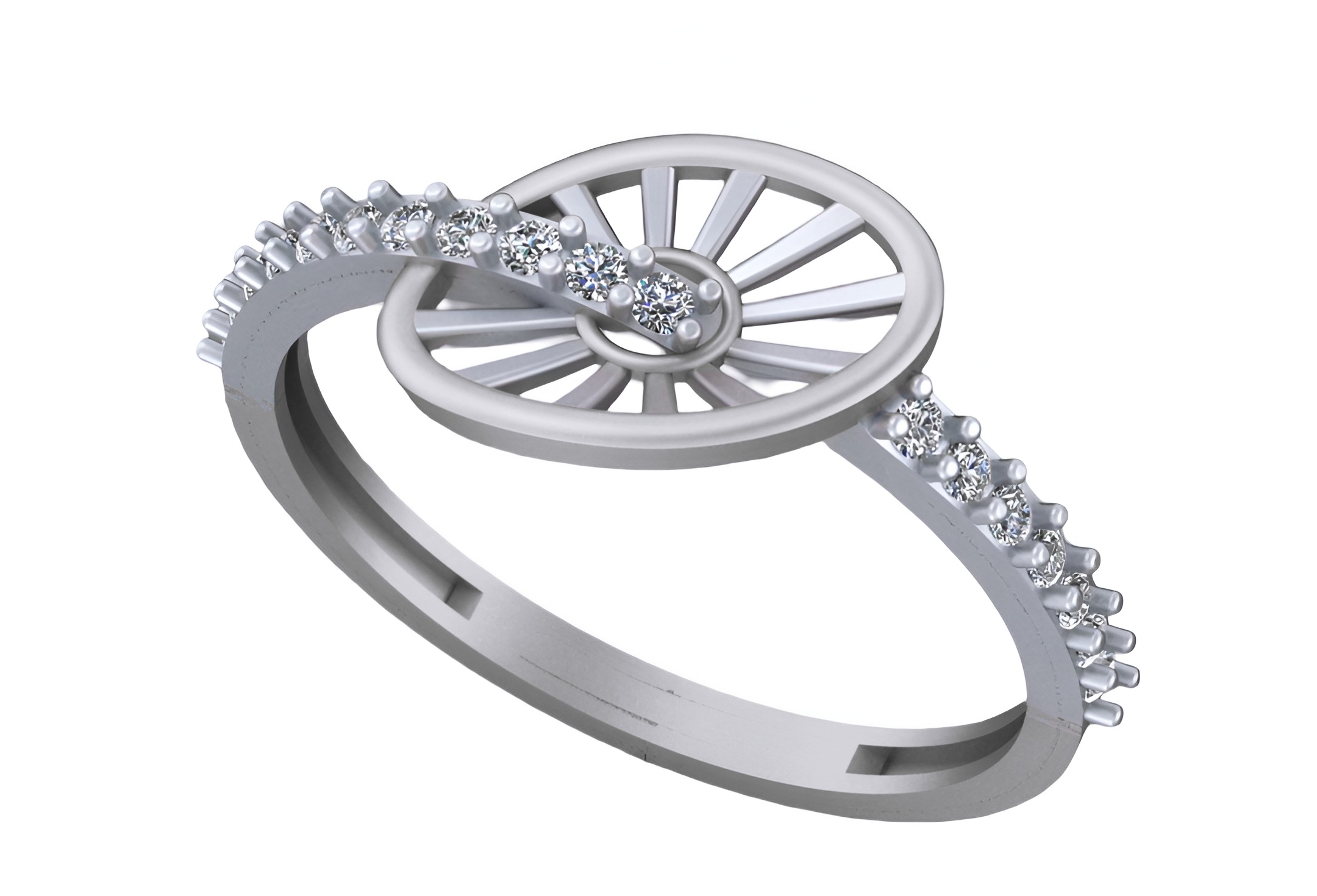Light weight italian diamond ring 3dm stl renders details 3D print model_7