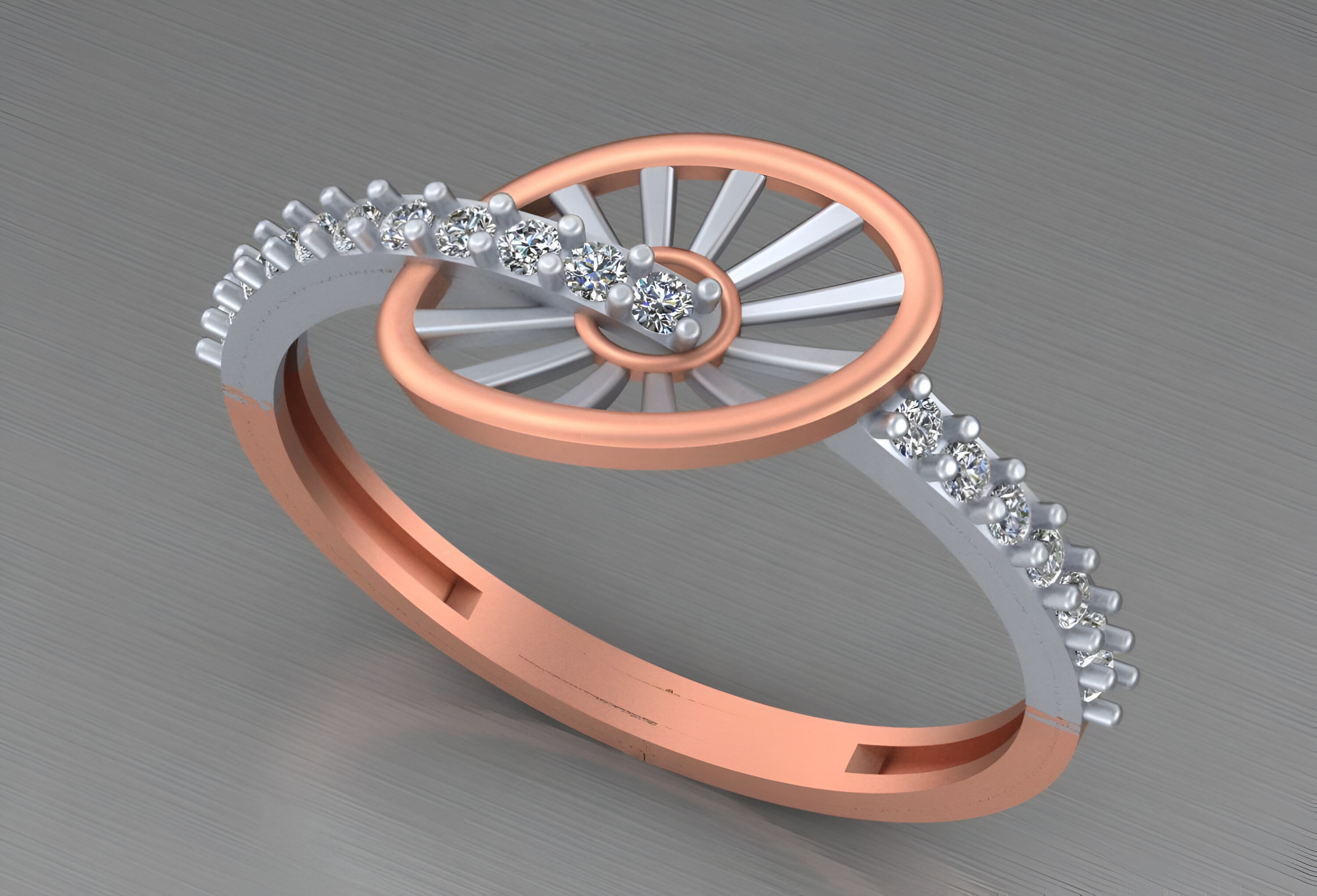 Light weight italian diamond ring 3dm stl renders details 3D print model_3
