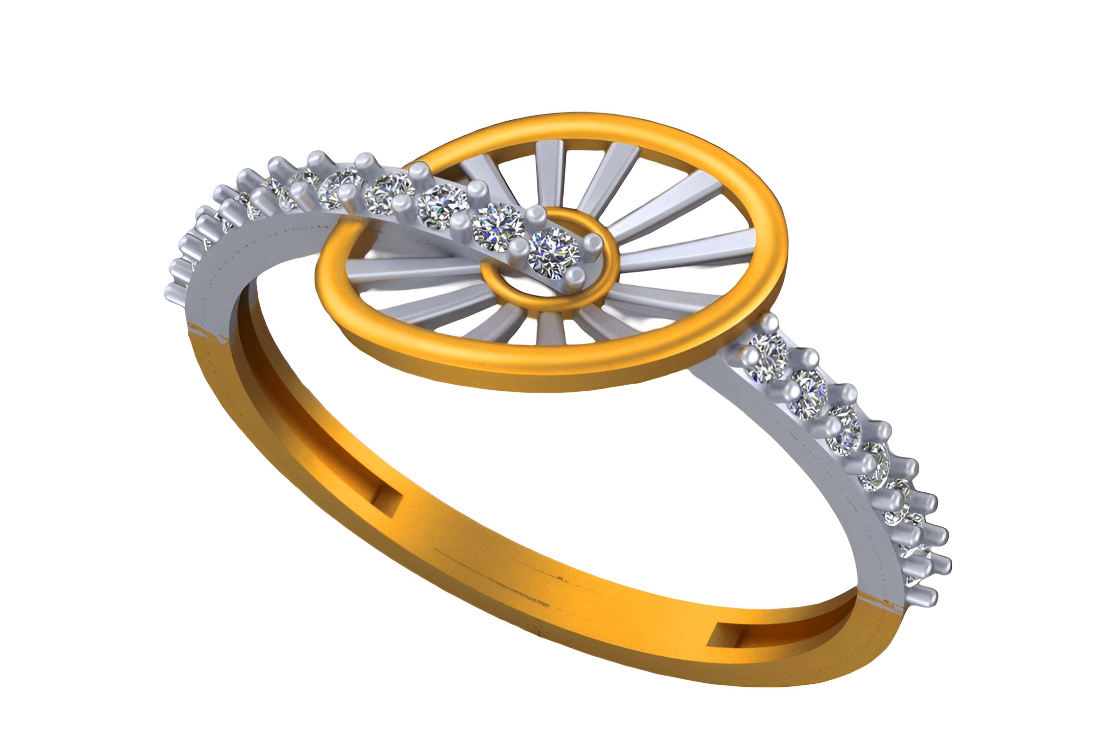 Light weight italian diamond ring 3dm stl renders details 3D print model_5