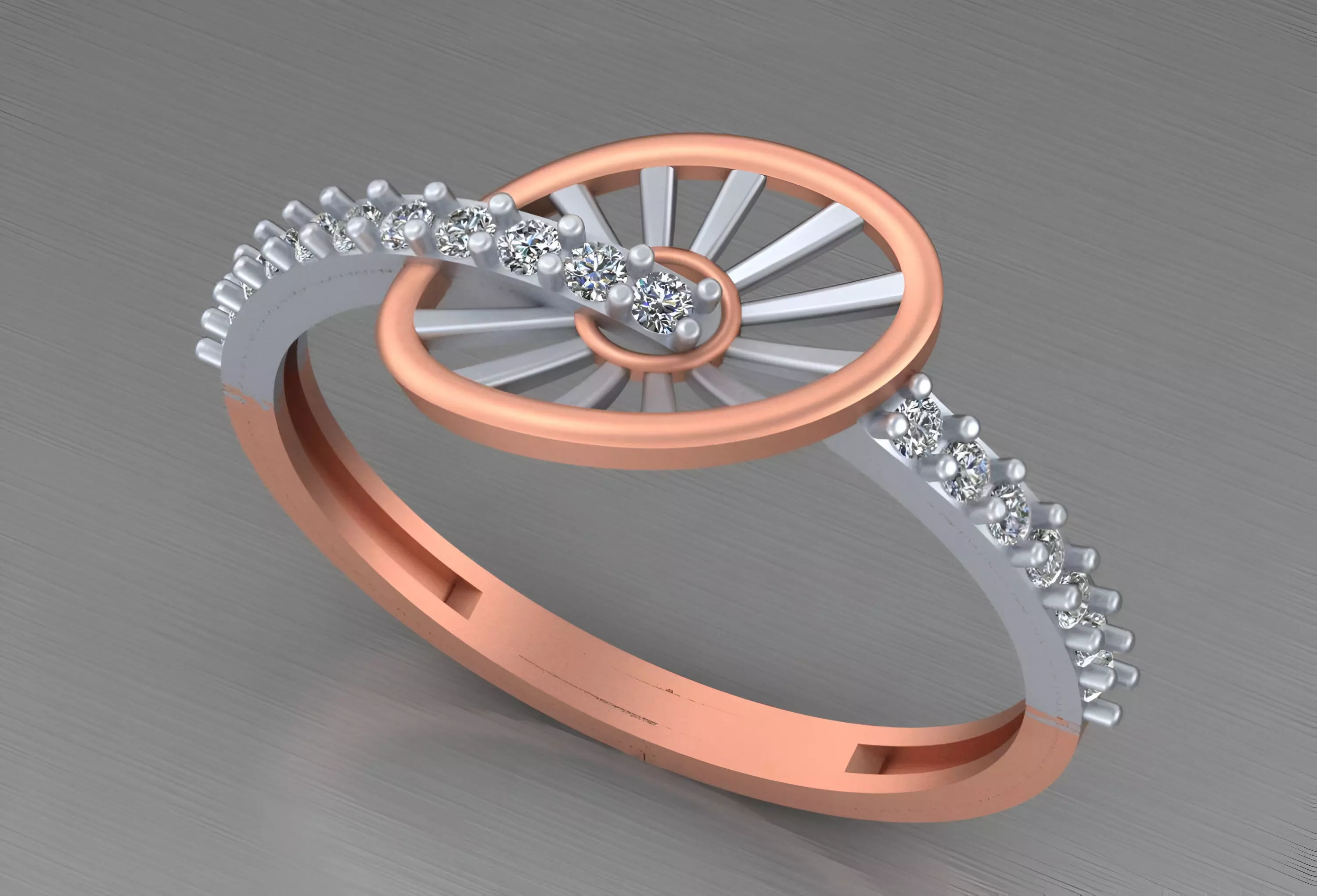 Light weight italian diamond ring 3dm stl renders details 3D print model_0