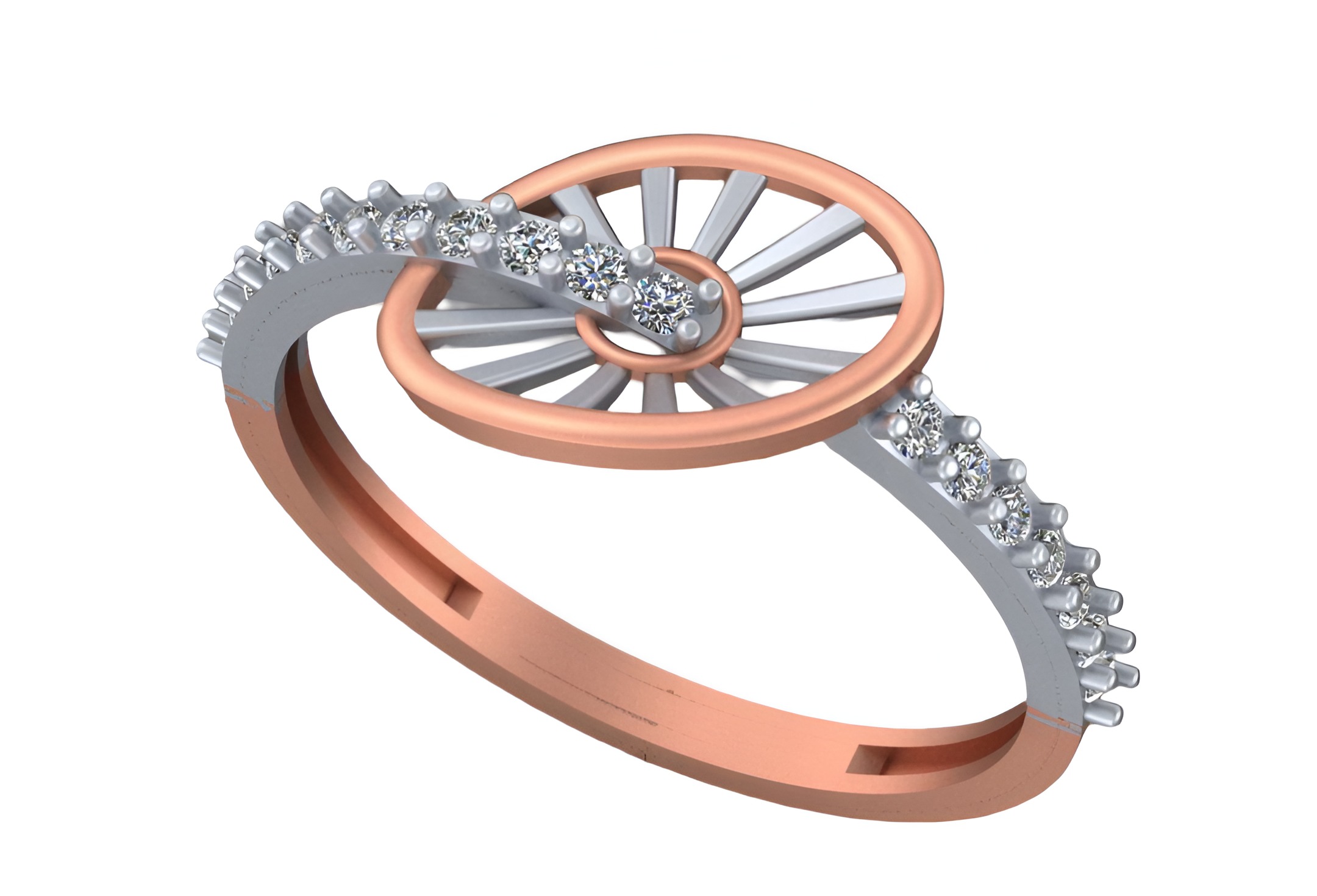 Light weight italian diamond ring 3dm stl renders details 3D print model_6
