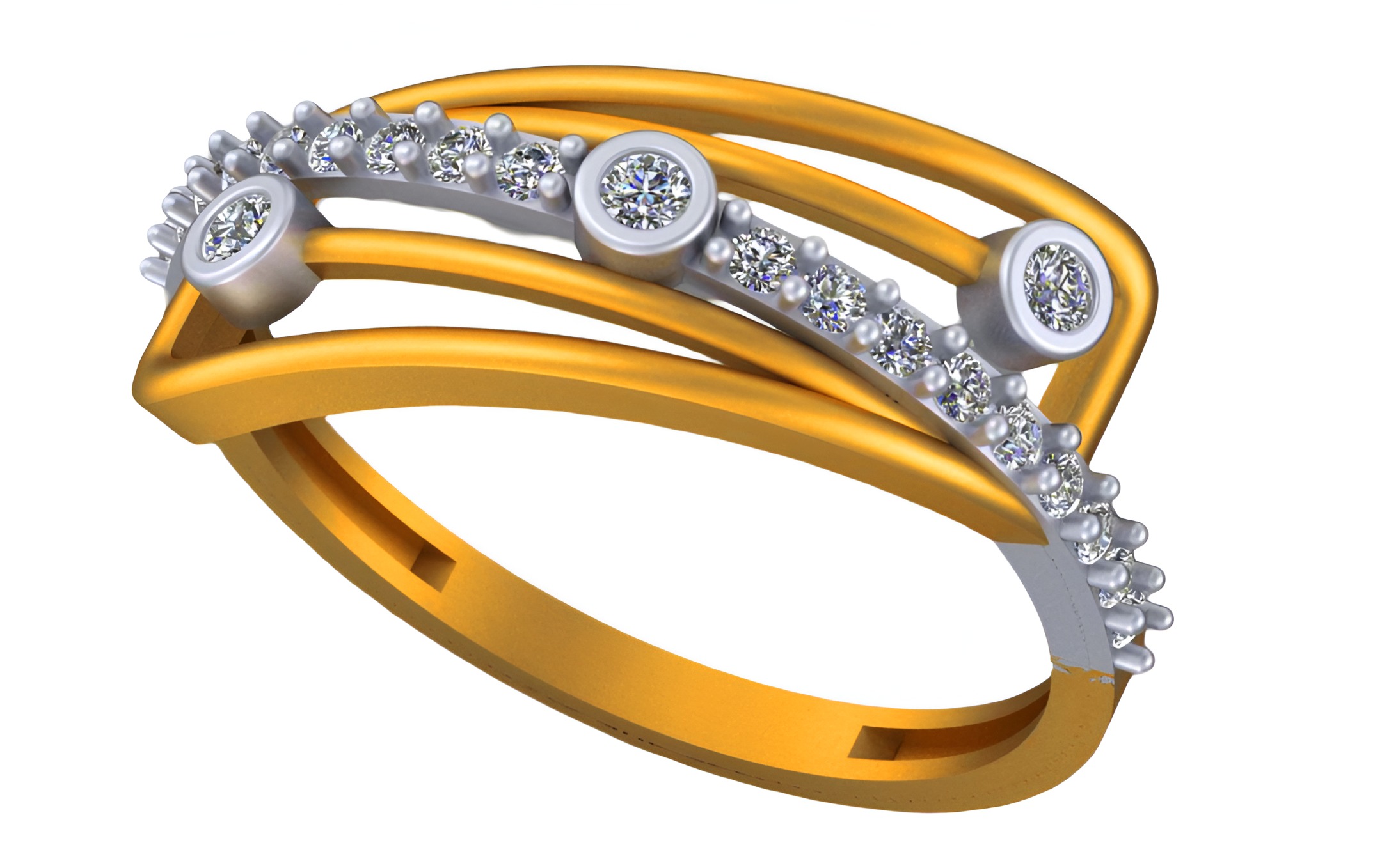 Wire Mesh Light weight italian diamond ring 3dm stl renders 3D print model_2