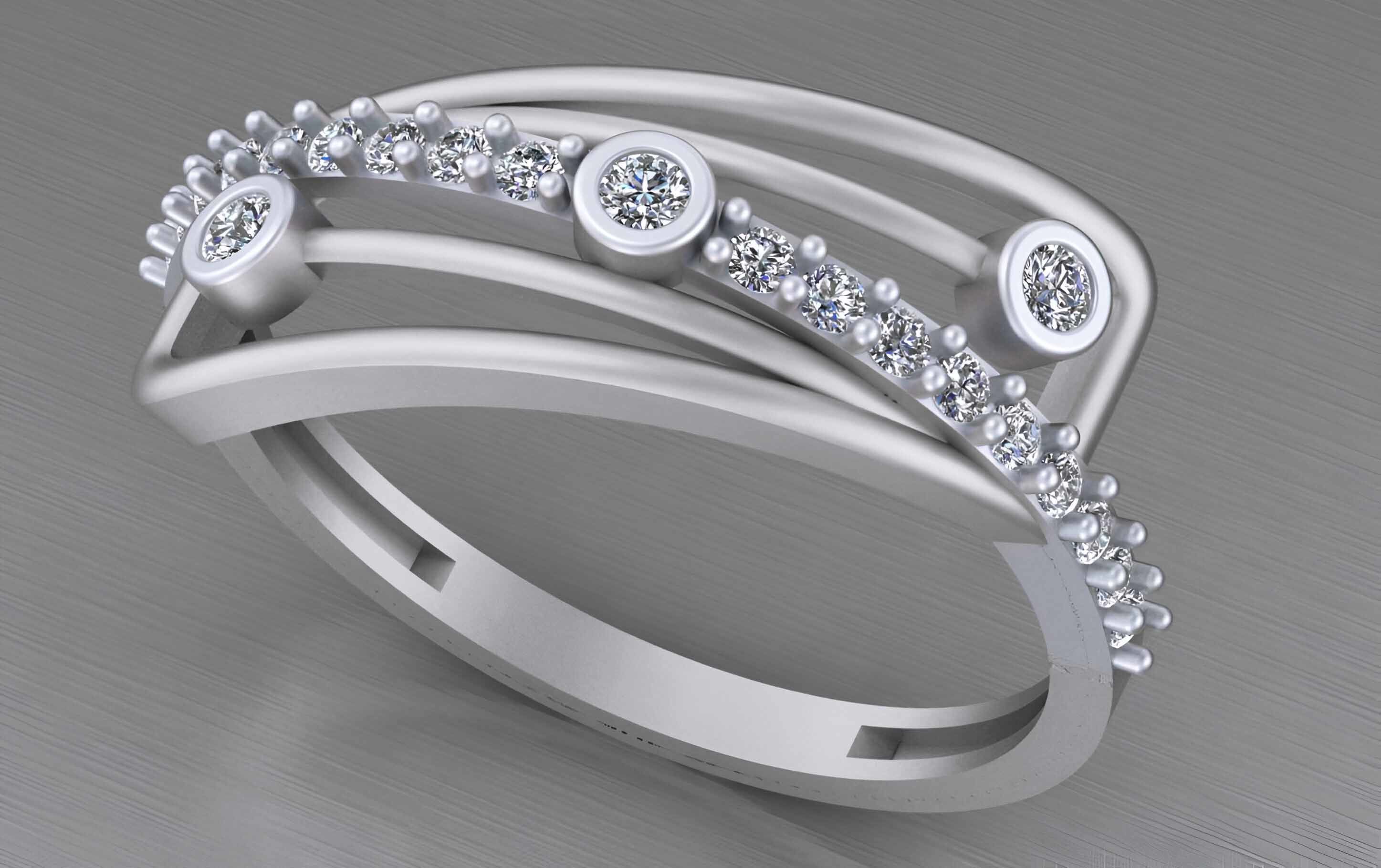 Wire Mesh Light weight italian diamond ring 3dm stl renders 3D print model_8