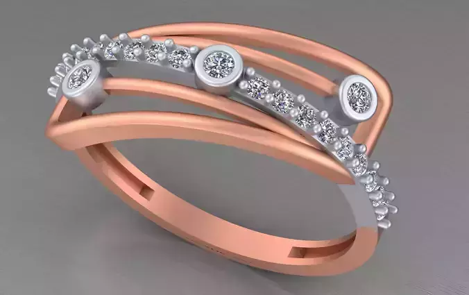 Wire Mesh Light weight italian diamond ring 3dm stl renders