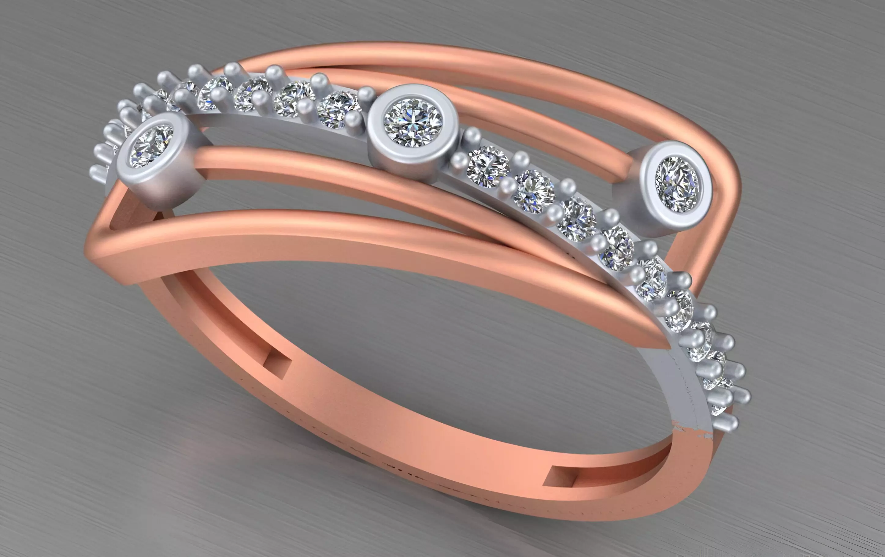 Wire Mesh Light weight italian diamond ring 3dm stl renders 3D print model_0