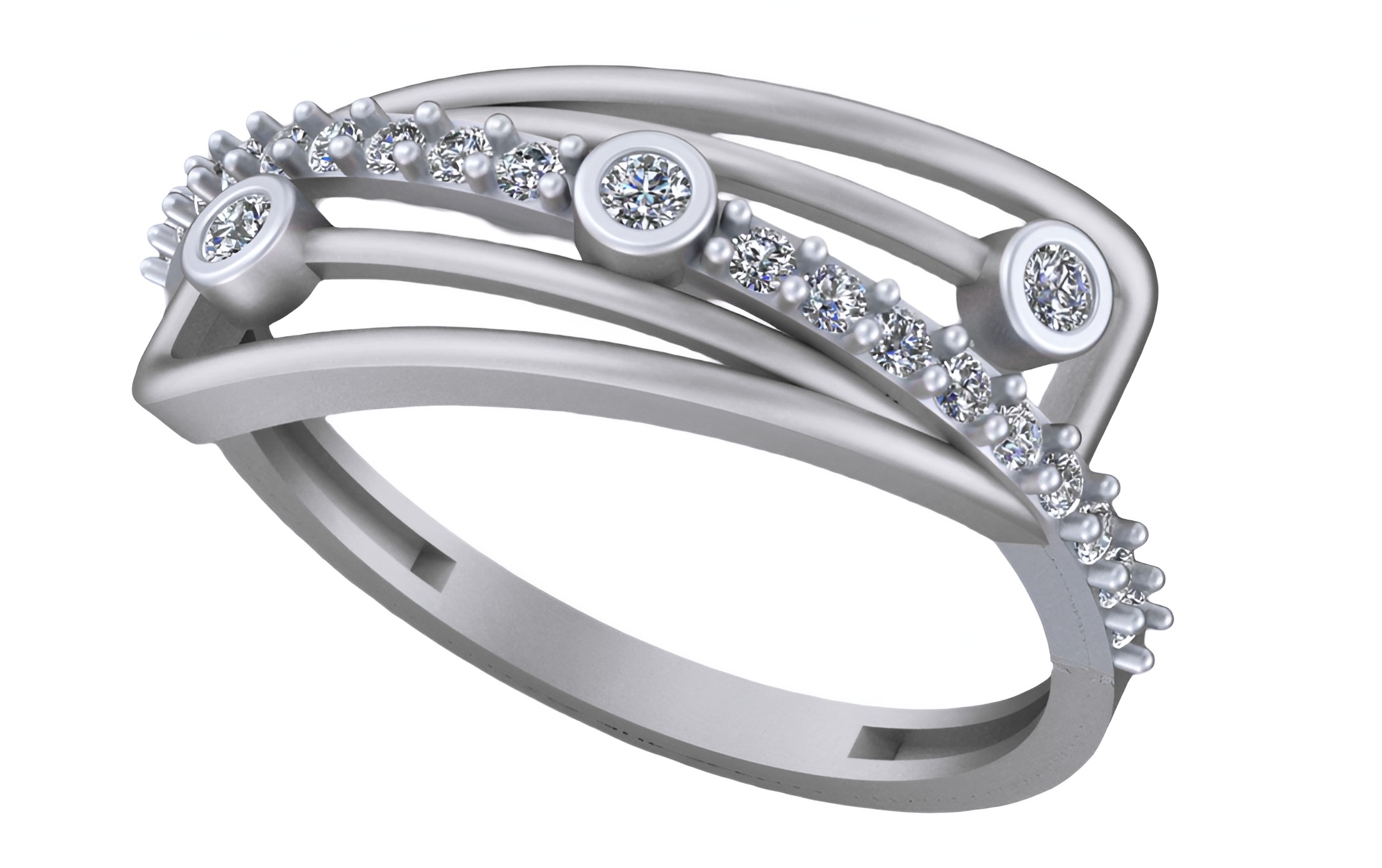 Wire Mesh Light weight italian diamond ring 3dm stl renders 3D print model_3