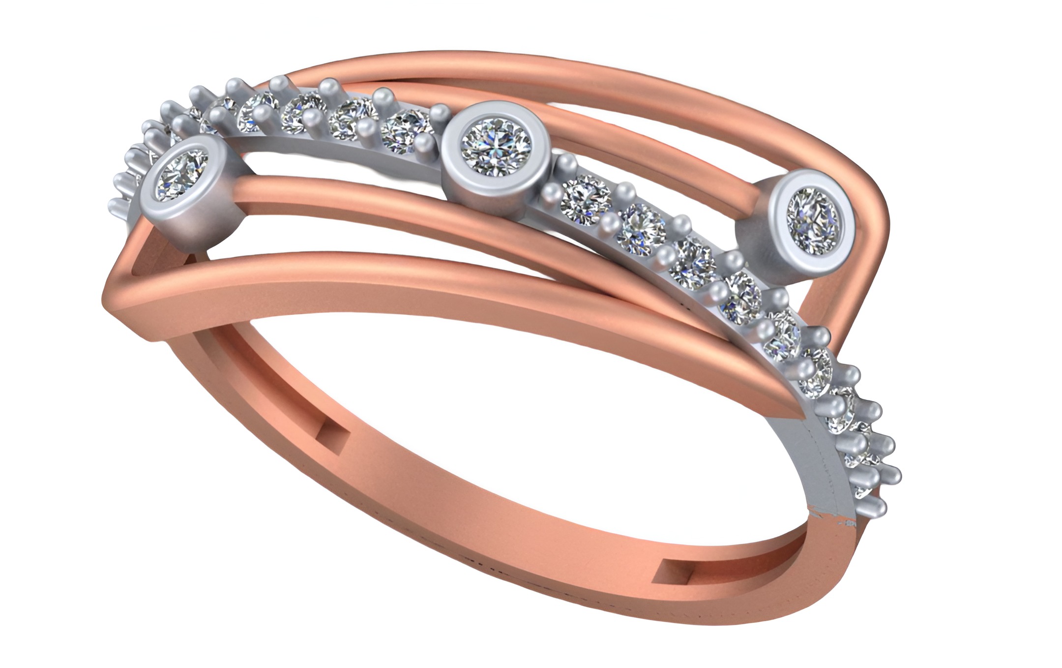 Wire Mesh Light weight italian diamond ring 3dm stl renders 3D print model_1