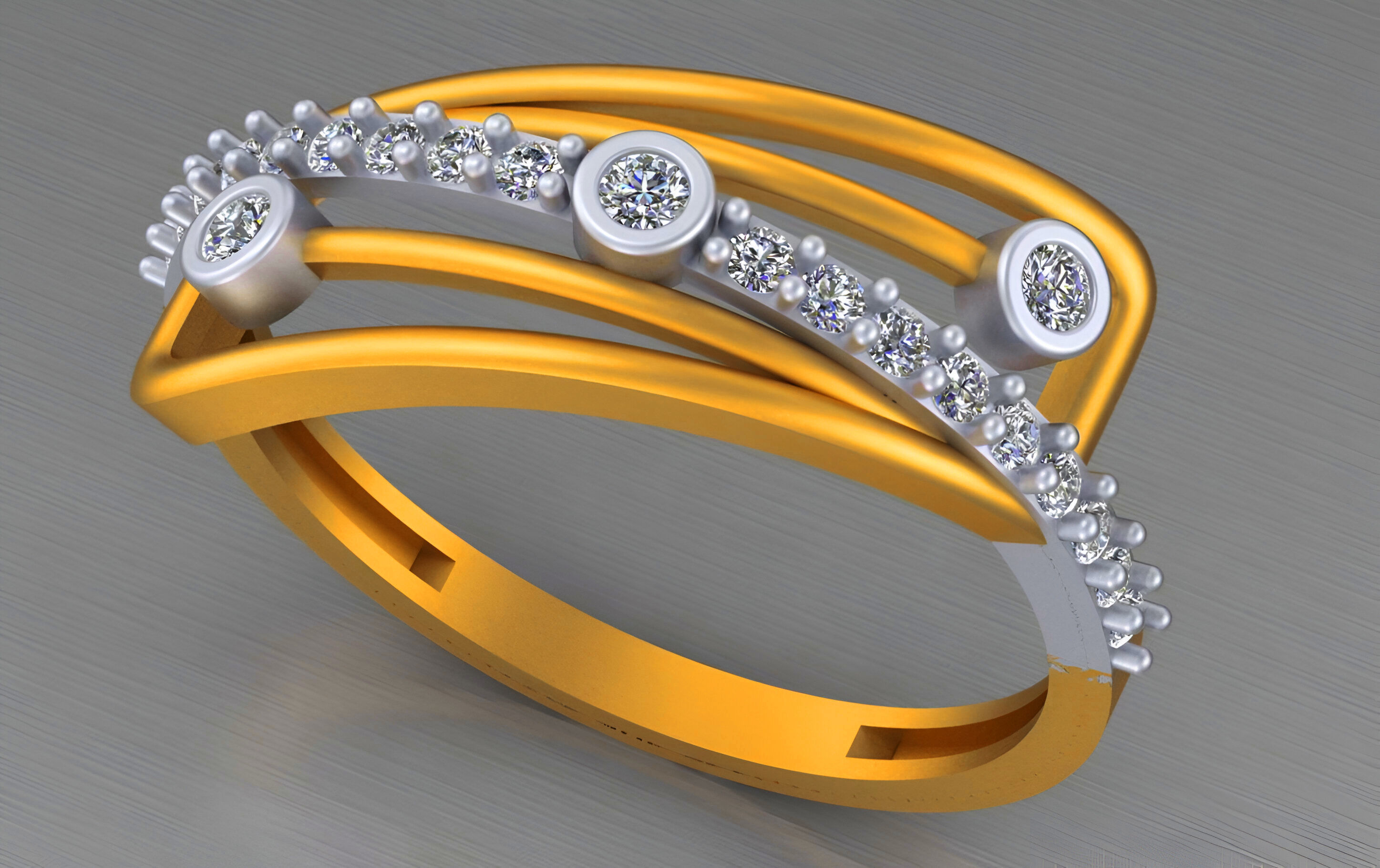 Wire Mesh Light weight italian diamond ring 3dm stl renders 3D print model_7