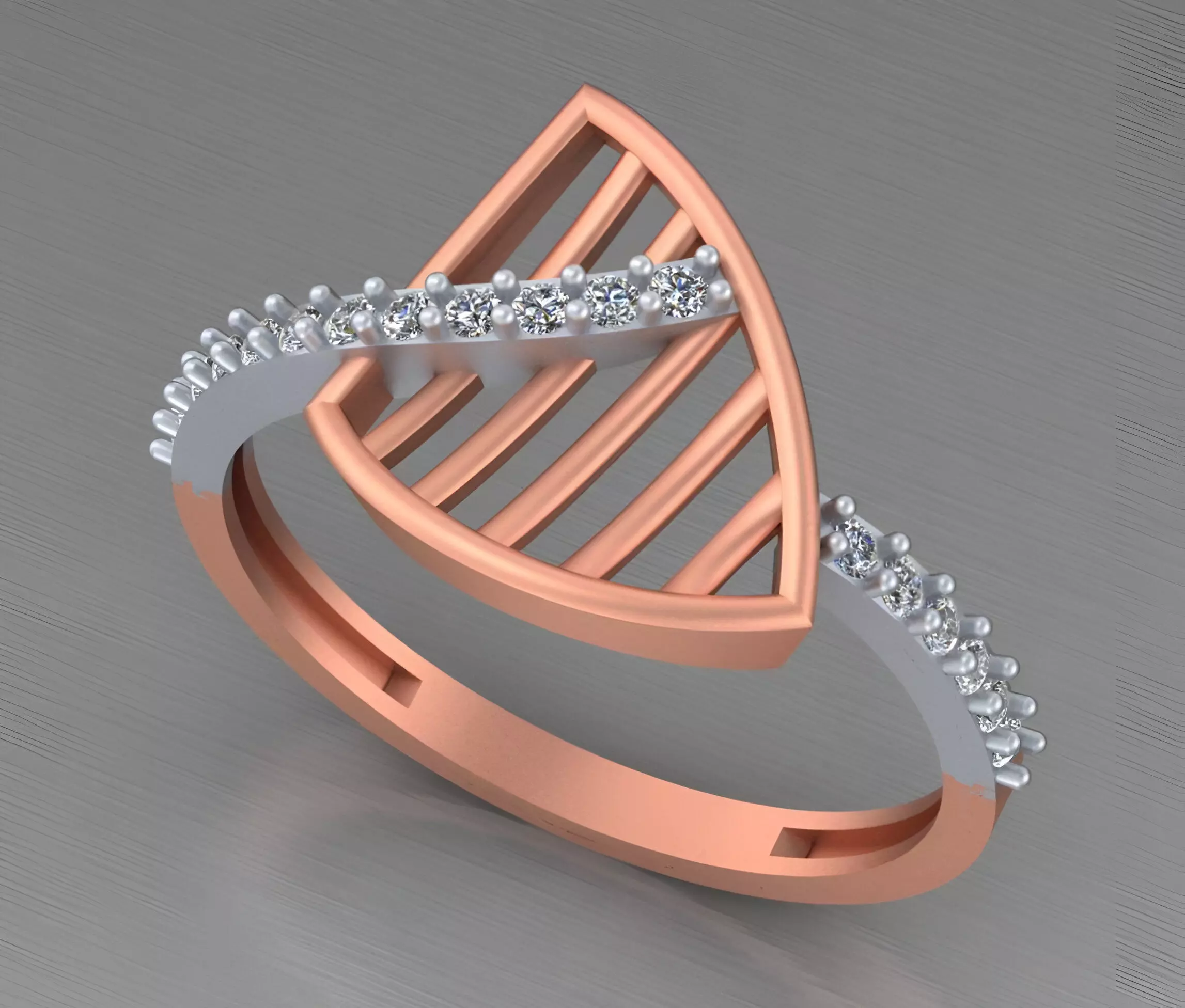 Light weight italian diamond ring 3dm stl renders details 3D print model_0