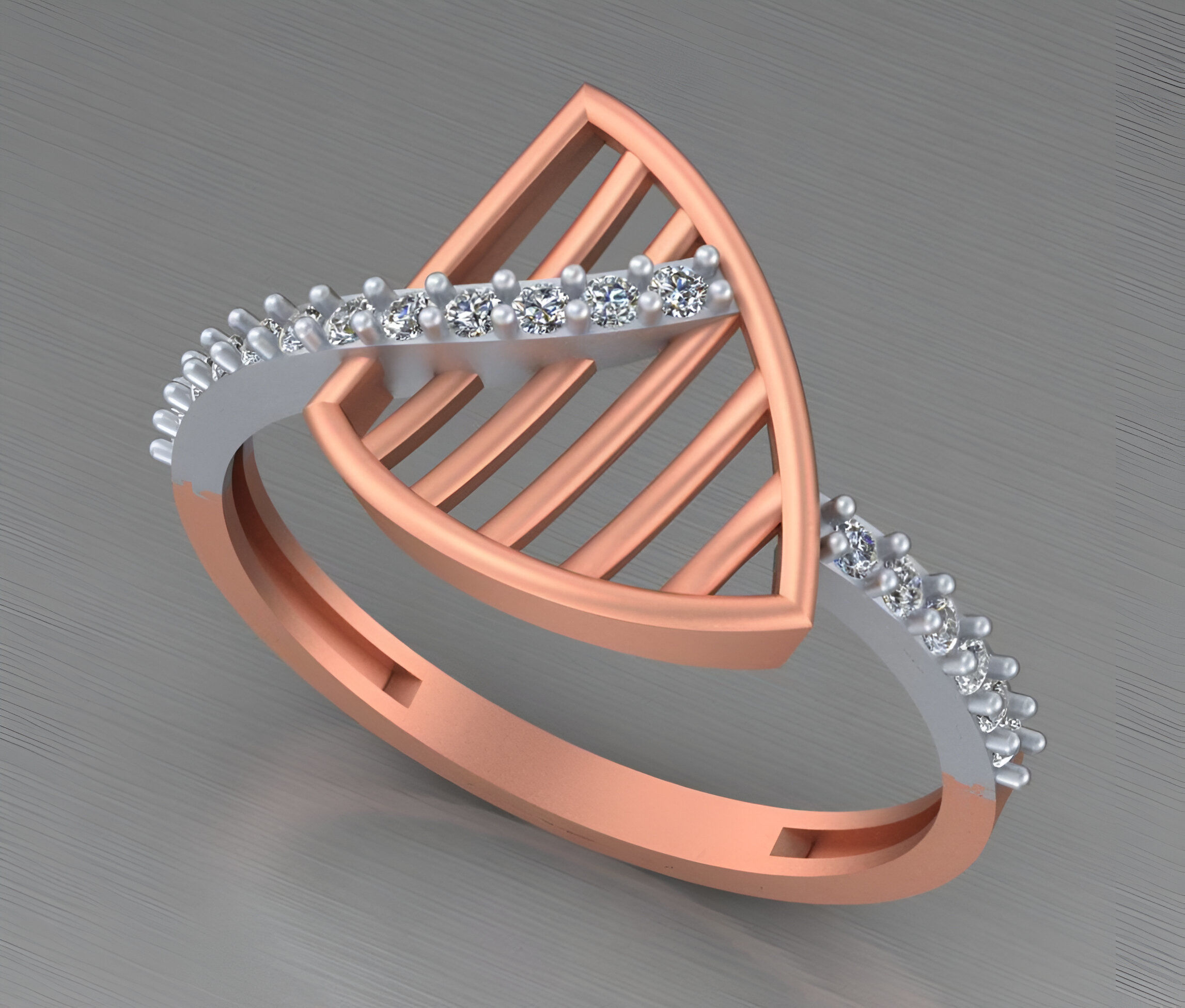 Light weight italian diamond ring 3dm stl renders details 3D print model_6