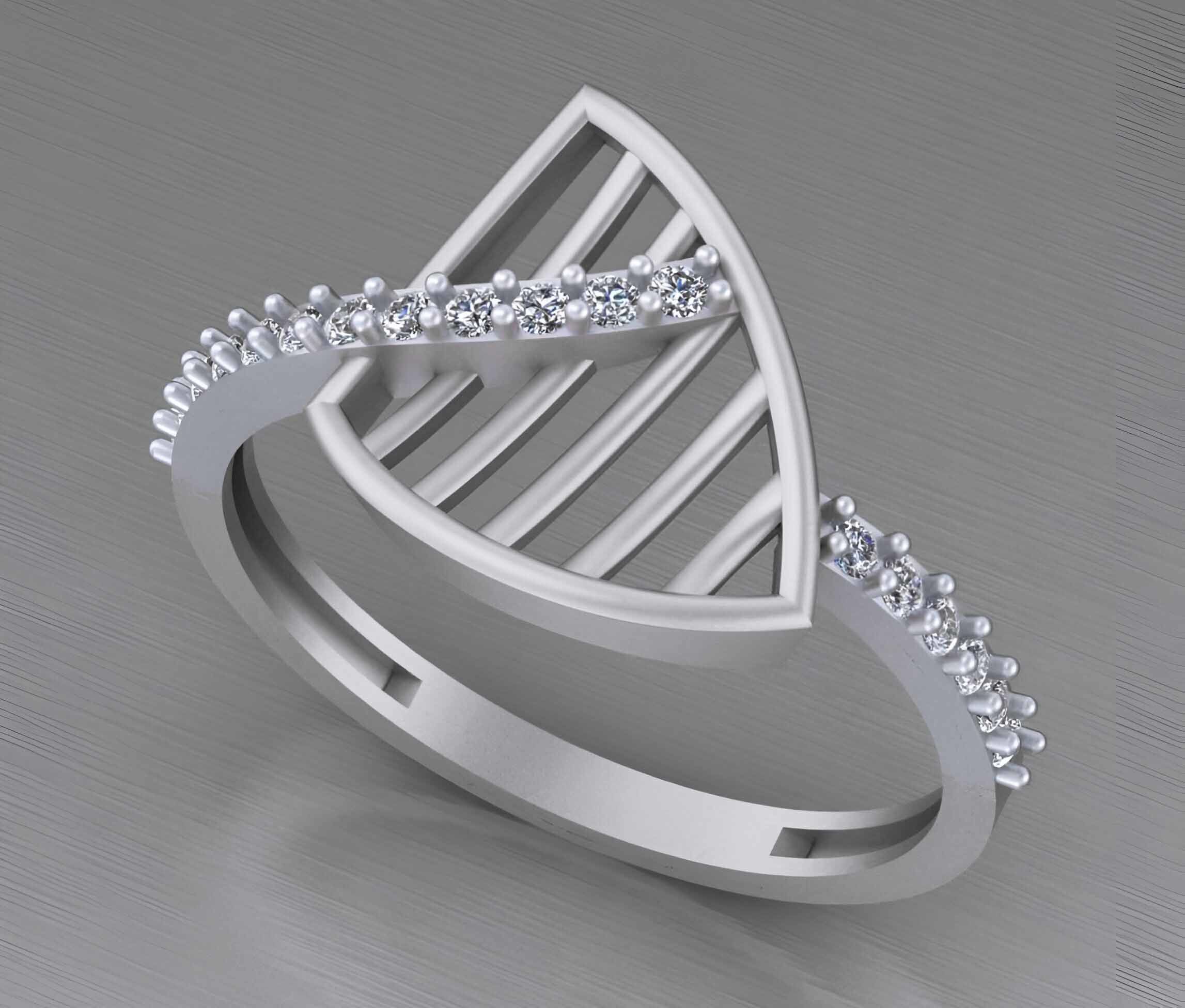 Light weight italian diamond ring 3dm stl renders details 3D print model_3