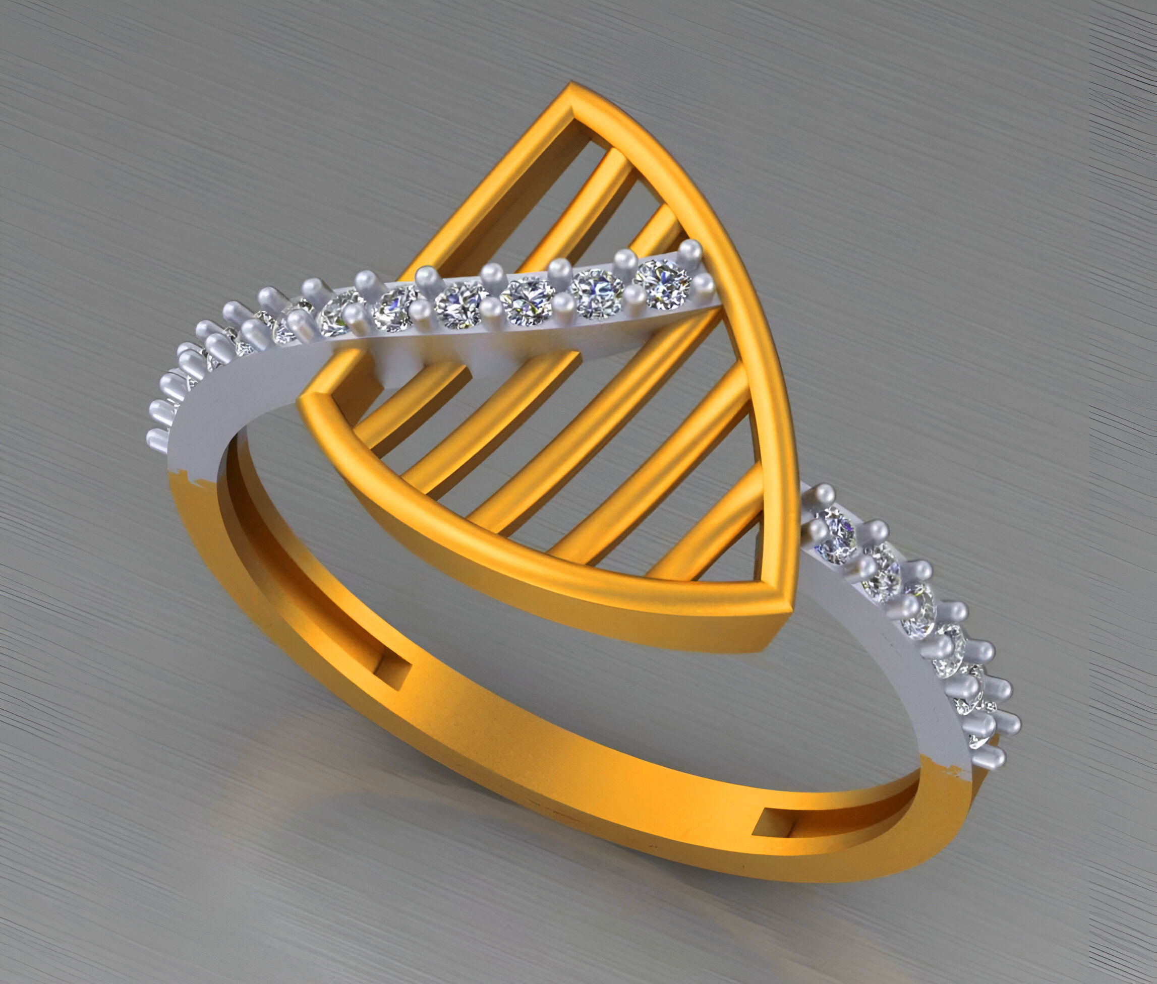 Light weight italian diamond ring 3dm stl renders details 3D print model_2