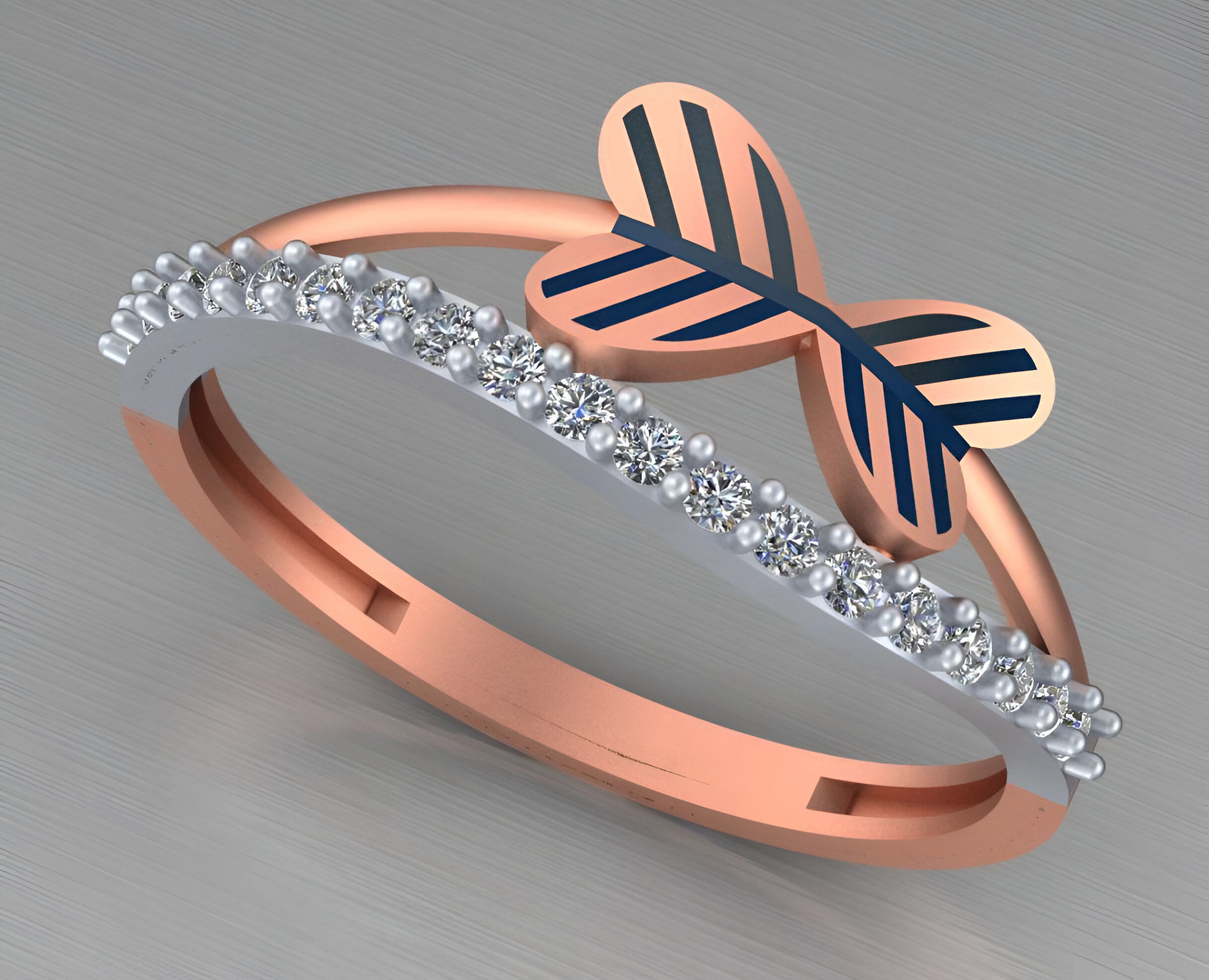 Dual Heart Wire Mesh Light weight italian ring 3dm stl renders 3D print model_2