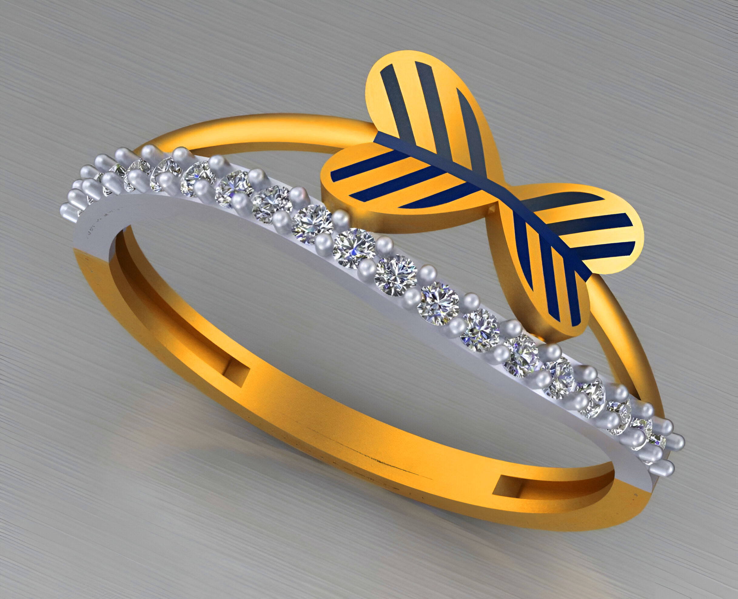 Dual Heart Wire Mesh Light weight italian ring 3dm stl renders 3D print model_4