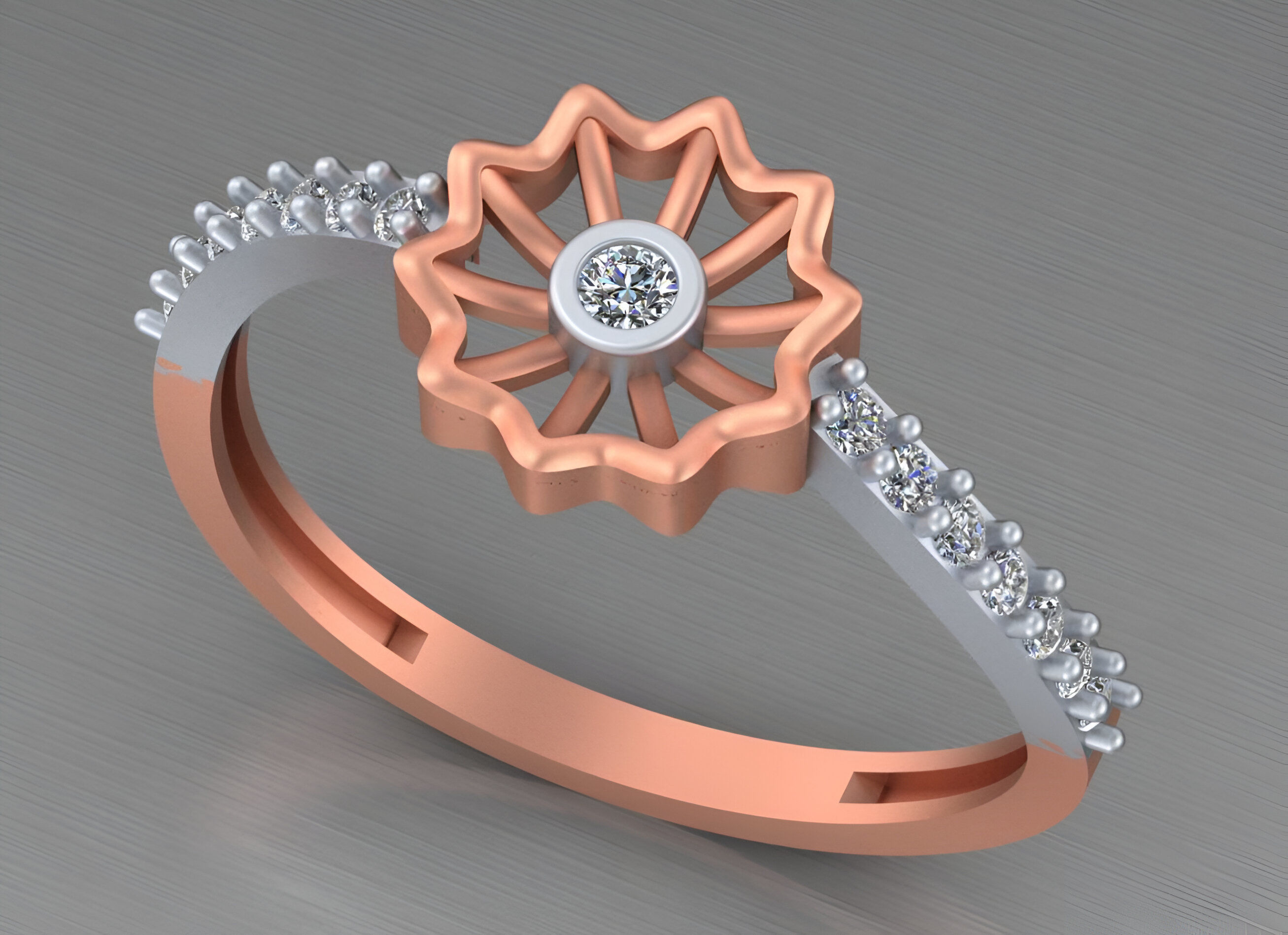 Butterfly Light weight italian diamond ring 3dm stl renders  3D print model_3