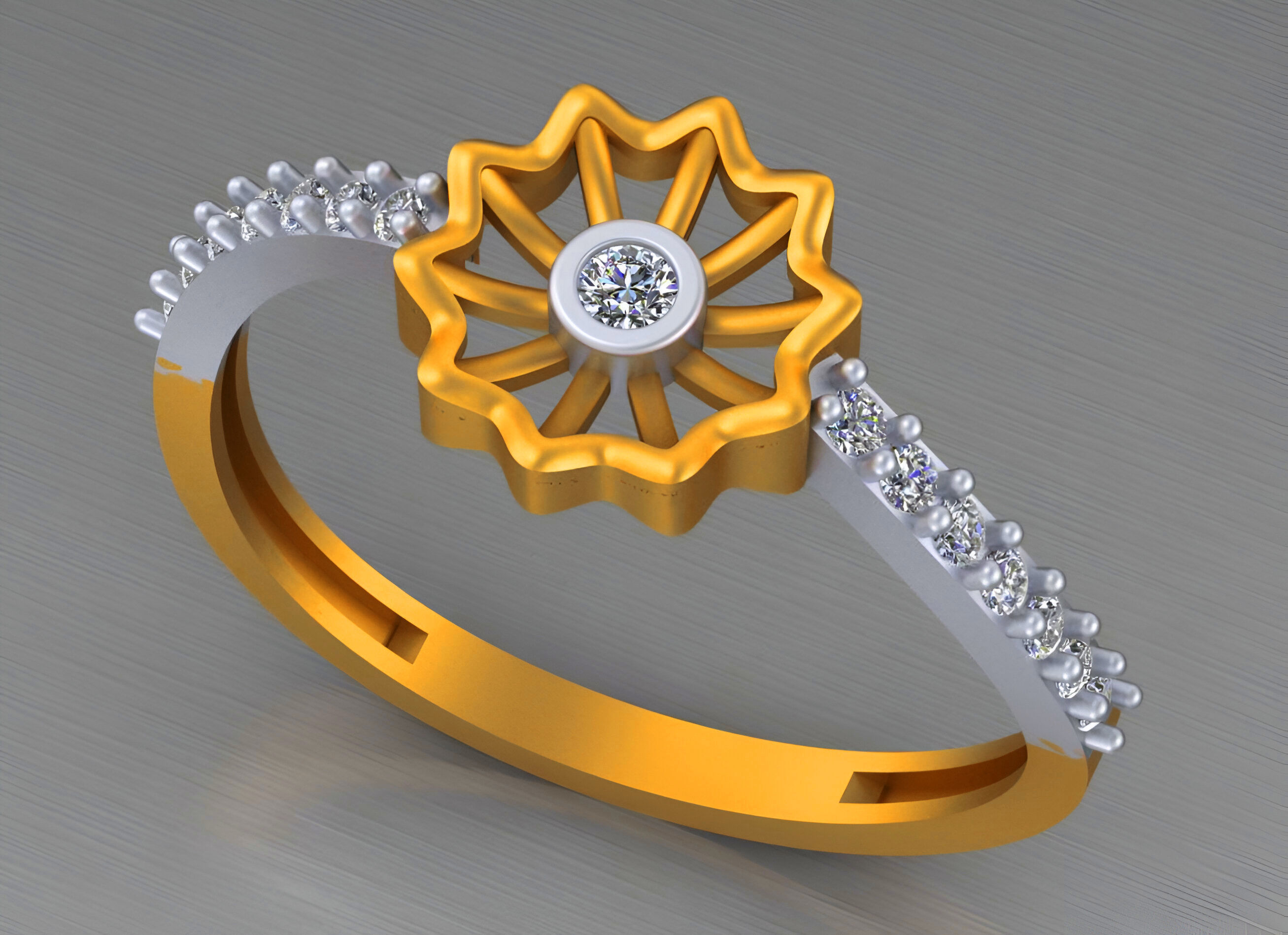 Butterfly Light weight italian diamond ring 3dm stl renders  3D print model_2