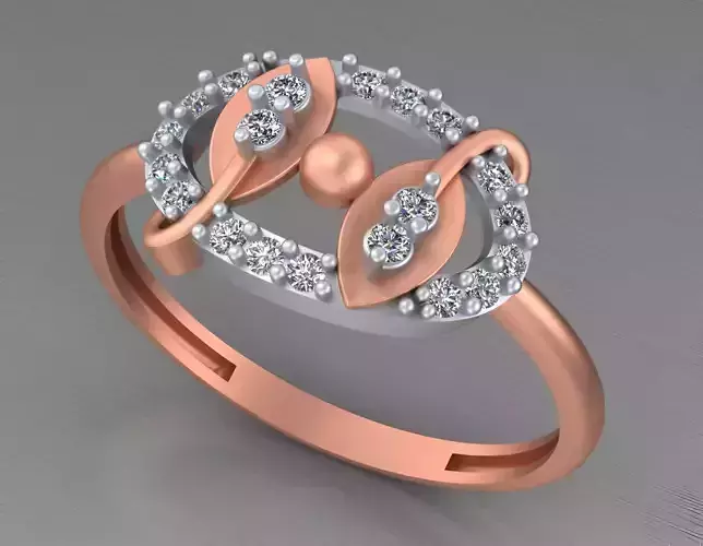 Leaves Light weight italian diamond ring 3dm stl renders details
