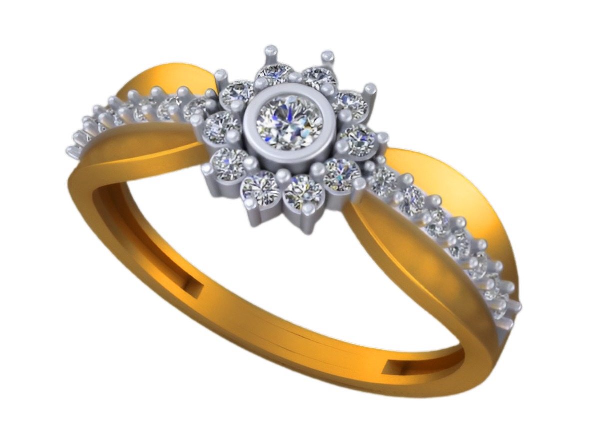 Light weight italian diamond ring 3dm stl renders details 3D print model_4