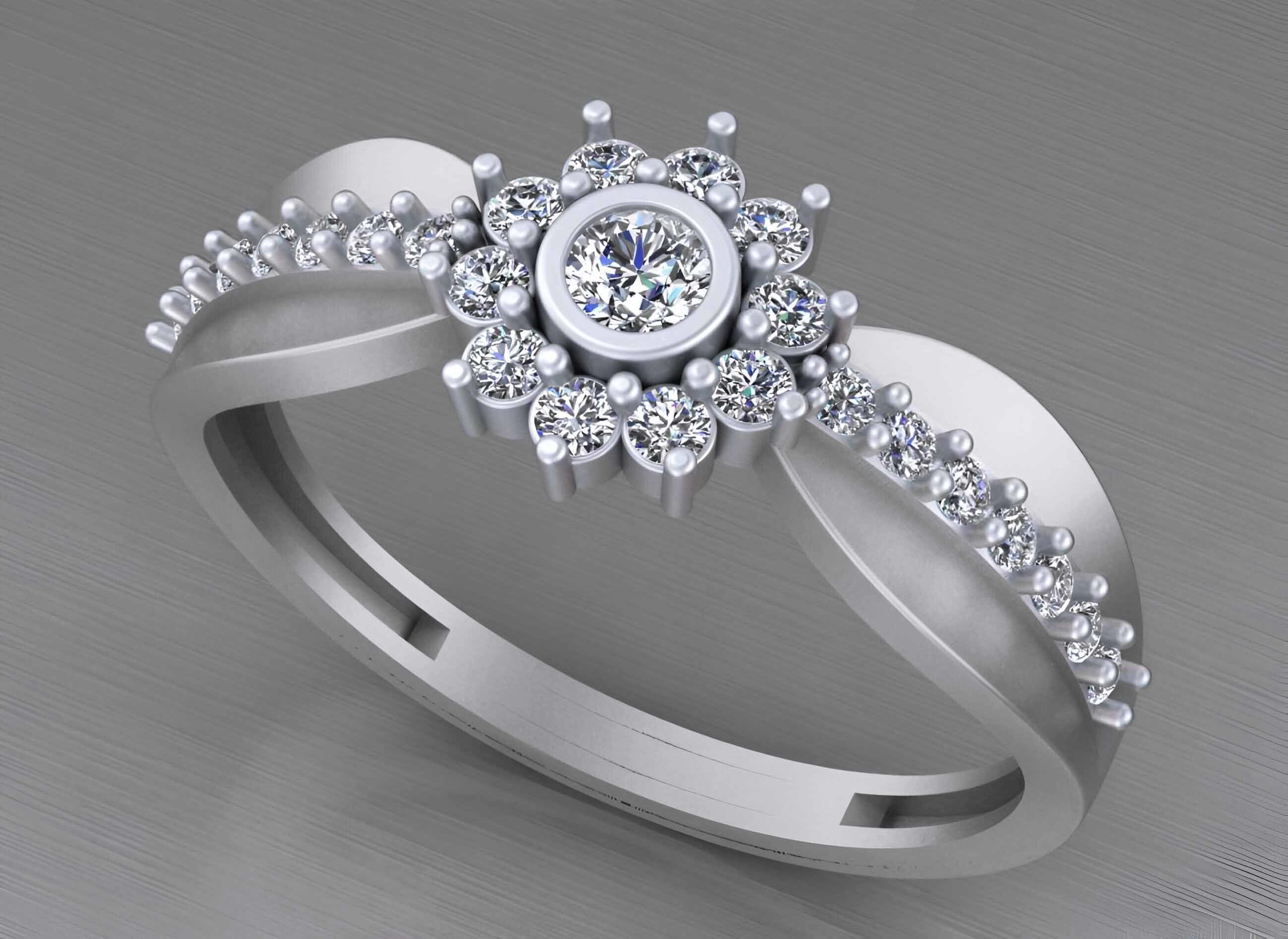 Light weight italian diamond ring 3dm stl renders details 3D print model_3