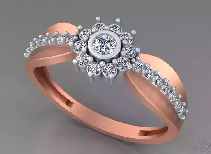 Light weight italian diamond ring 3dm stl renders details