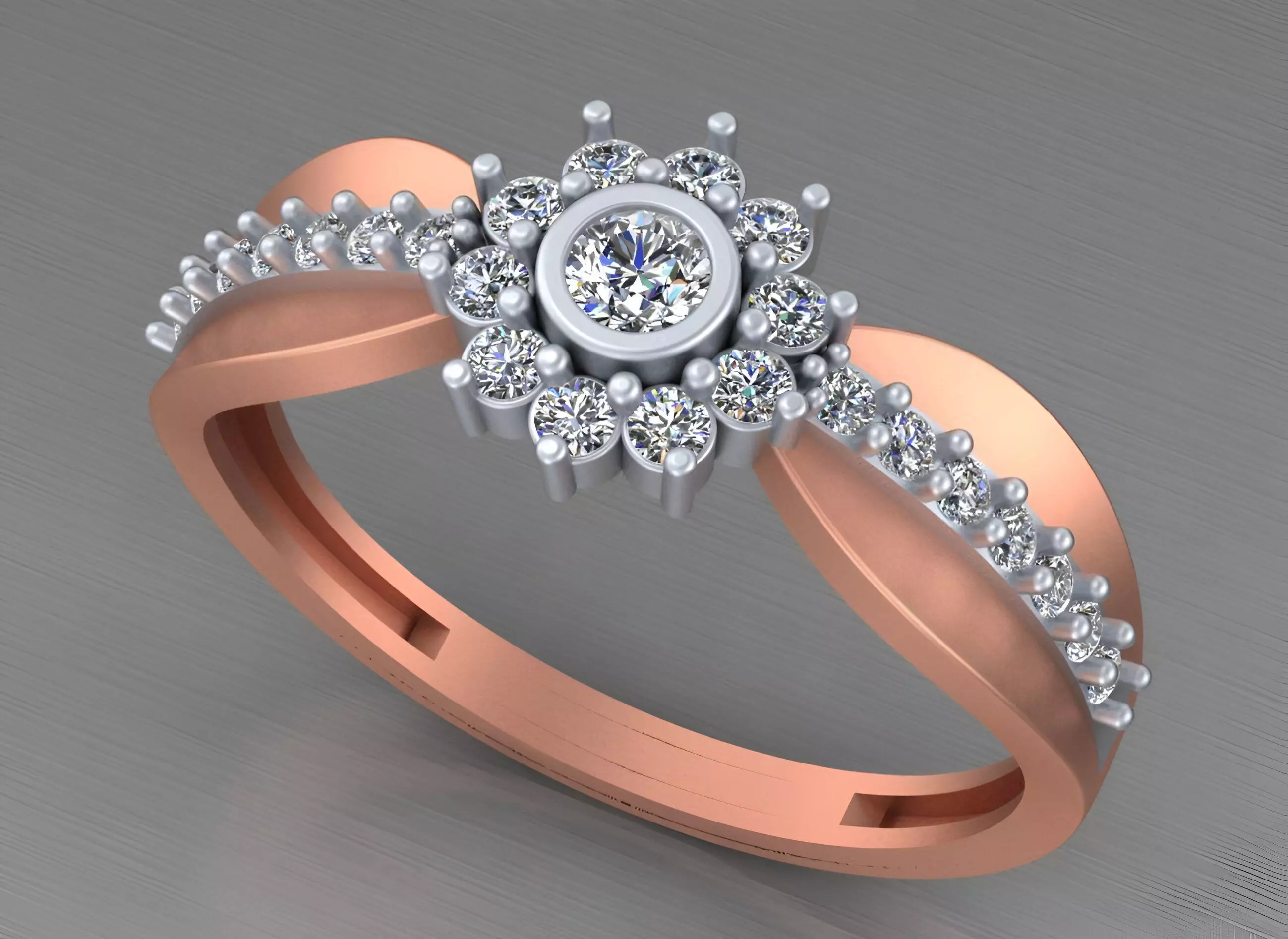 Light weight italian diamond ring 3dm stl renders details 3D print model_0
