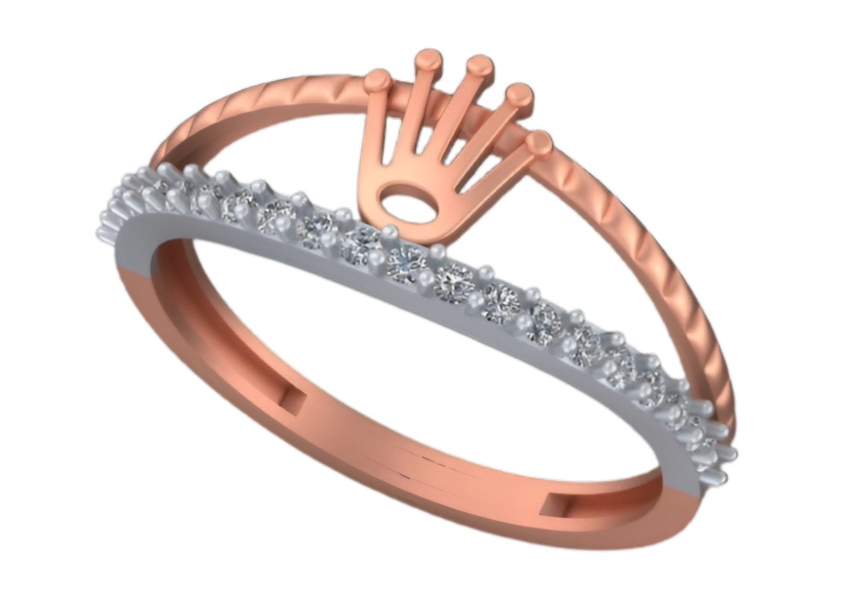 Crown Light weight italian diamond ring 3dm stl renders details 3D print model_5