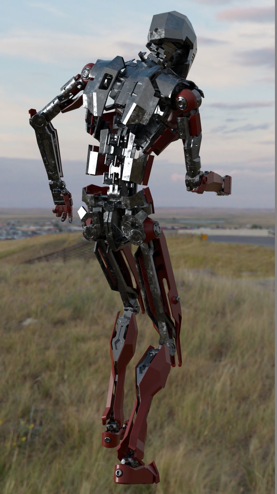 Fully rigged animated red robot 3D model_7