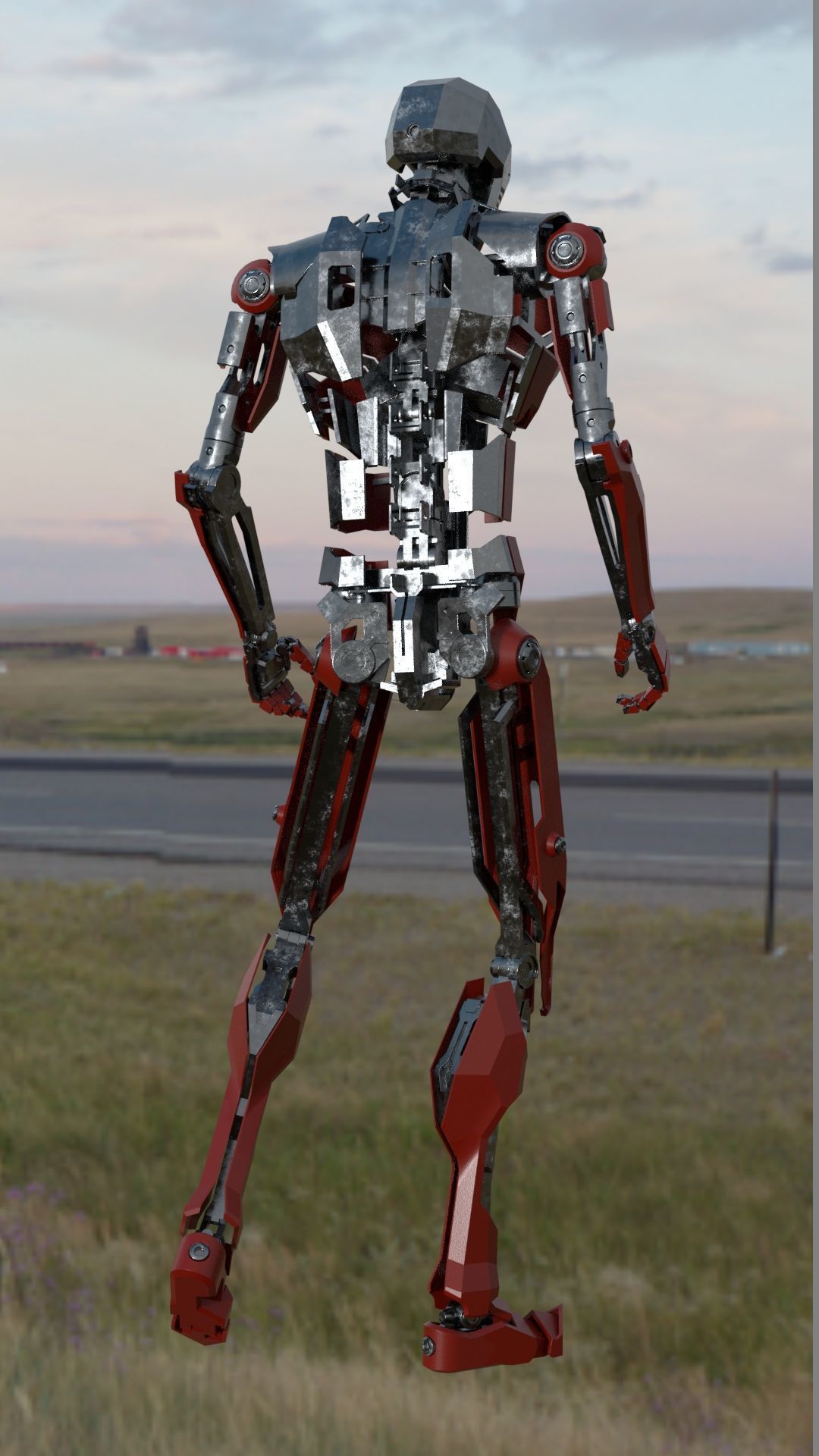 Fully rigged animated red robot 3D model_5