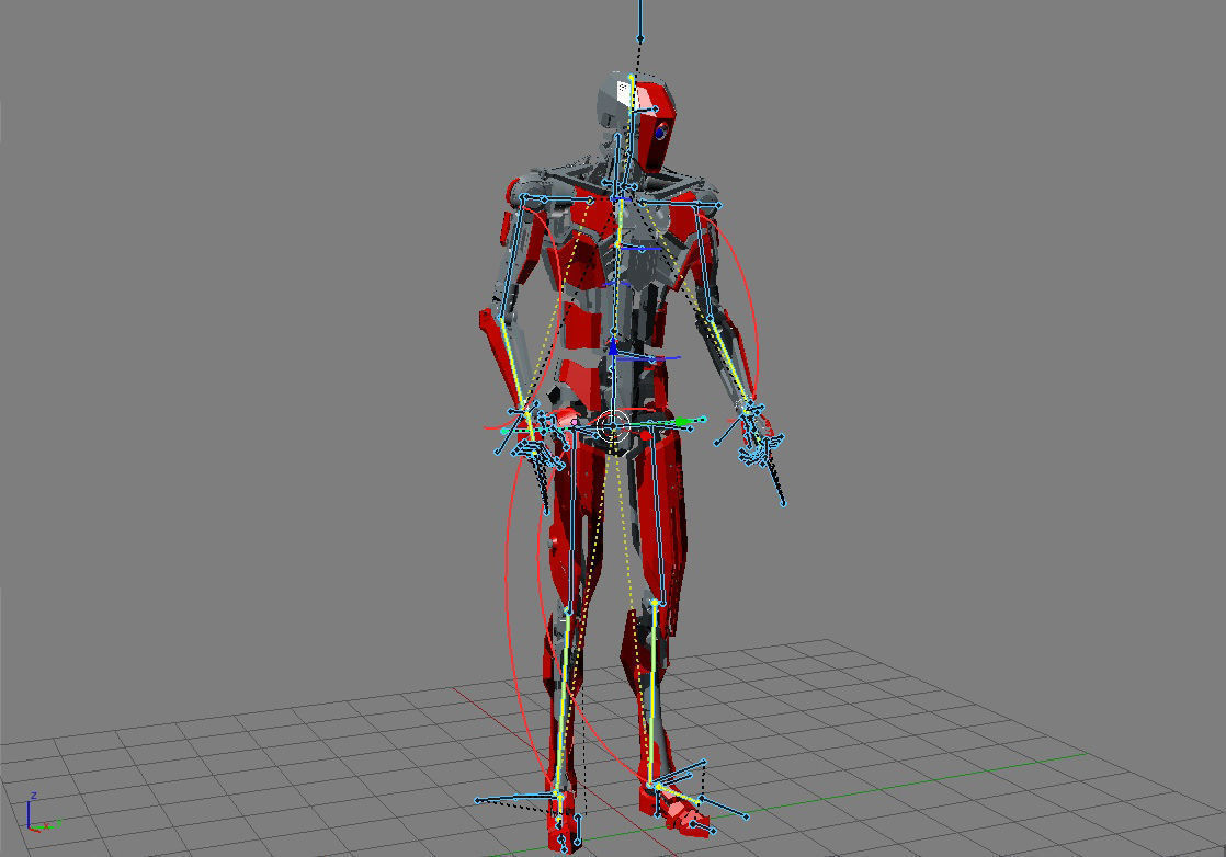 Fully rigged animated red robot 3D model_16