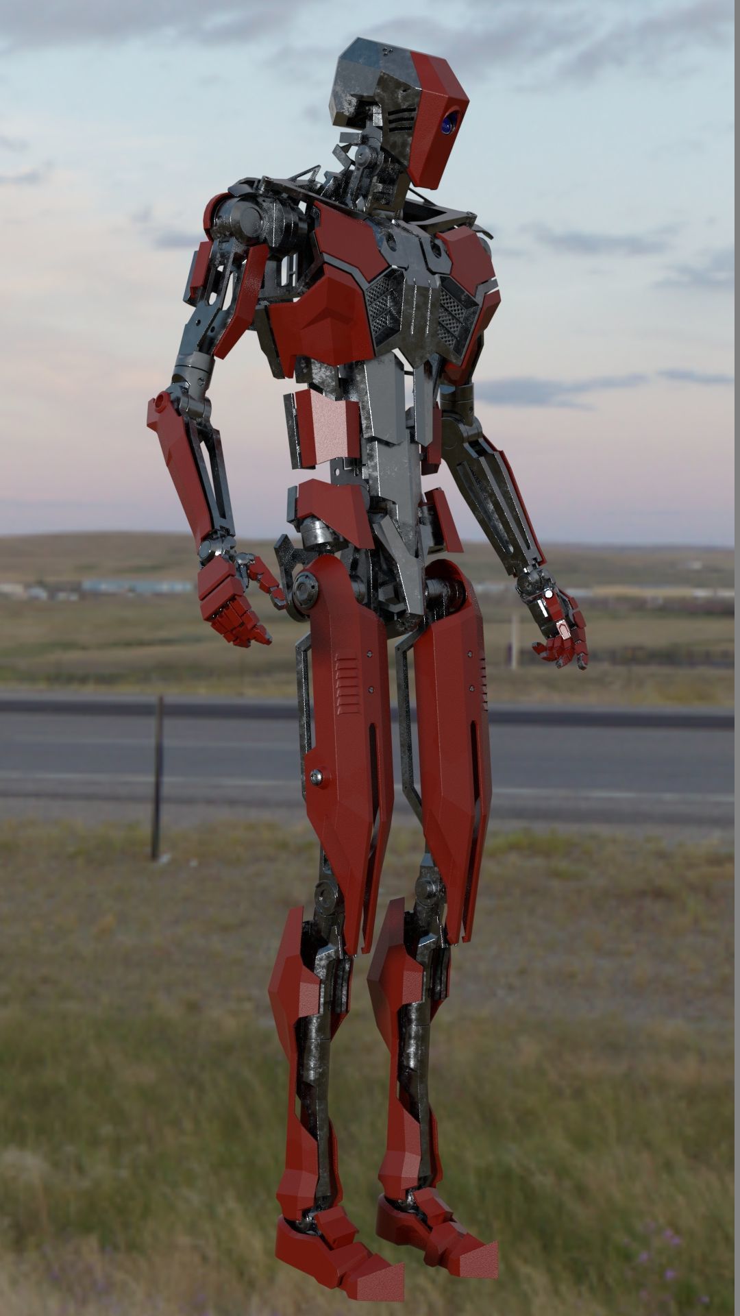 Fully rigged animated red robot 3D model_3