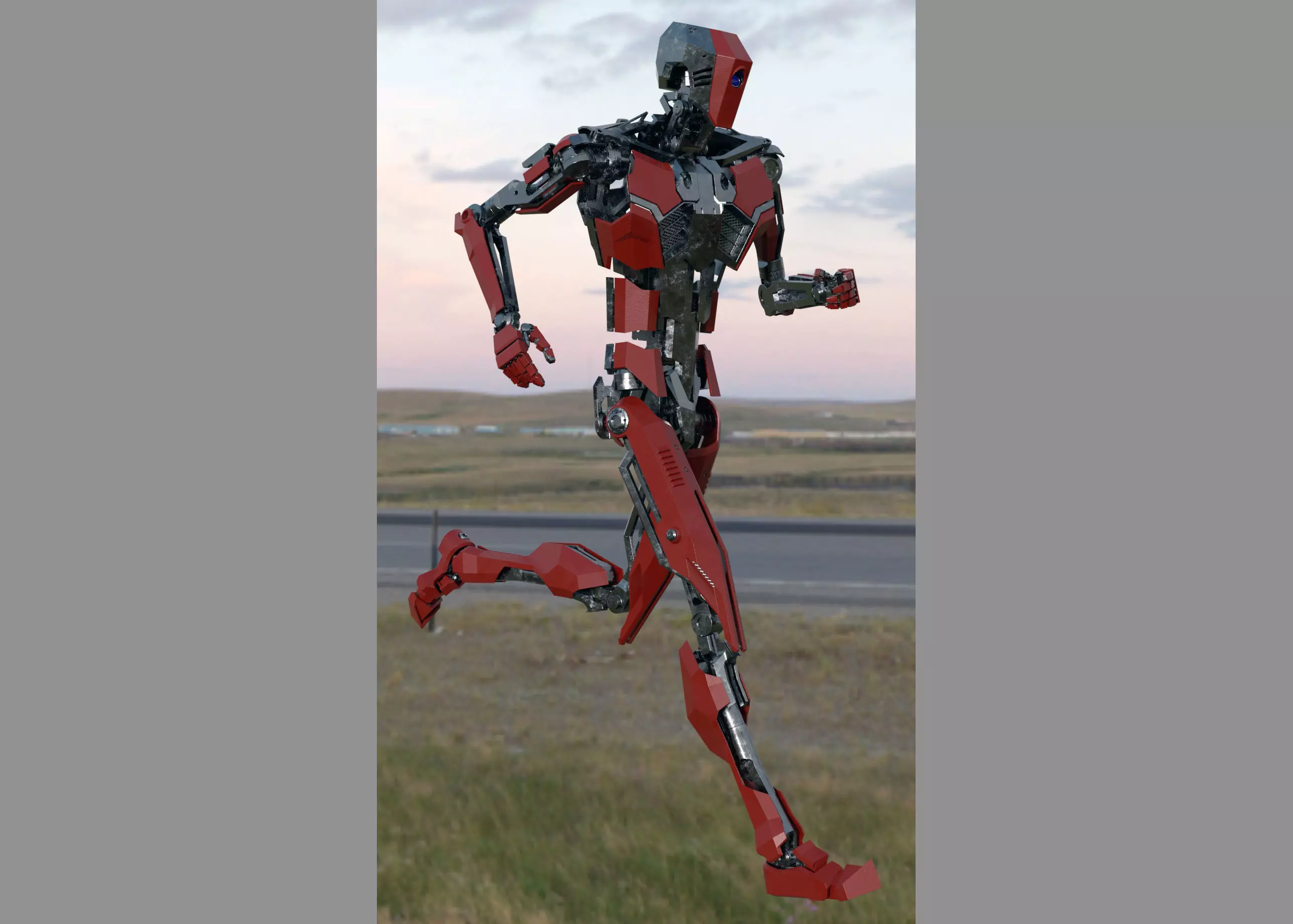 Fully rigged animated red robot 3D model_0